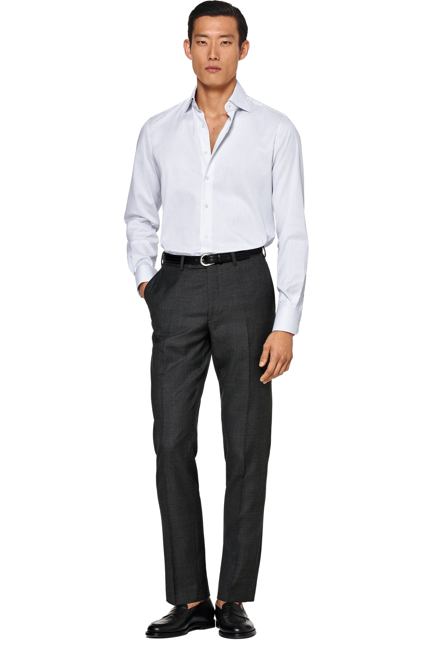 TRAVELLER PINSTRIPE FORMAL SHIRTS WHITE 1