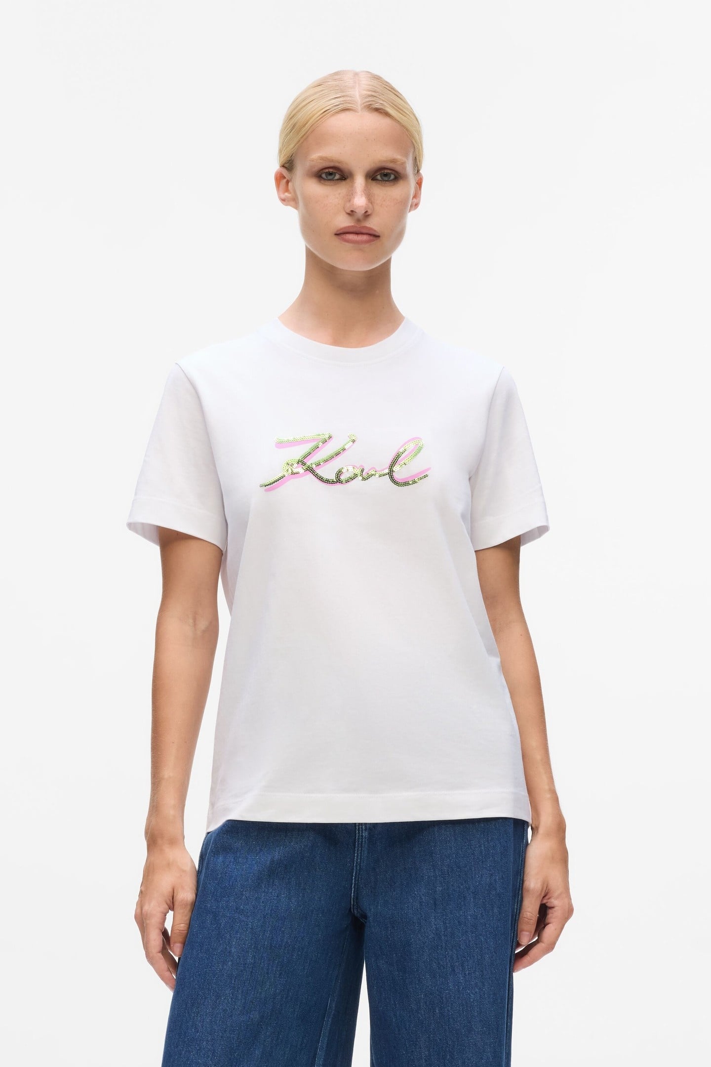SIGNATURE SEQUINS T-SHIRT WHITE 1