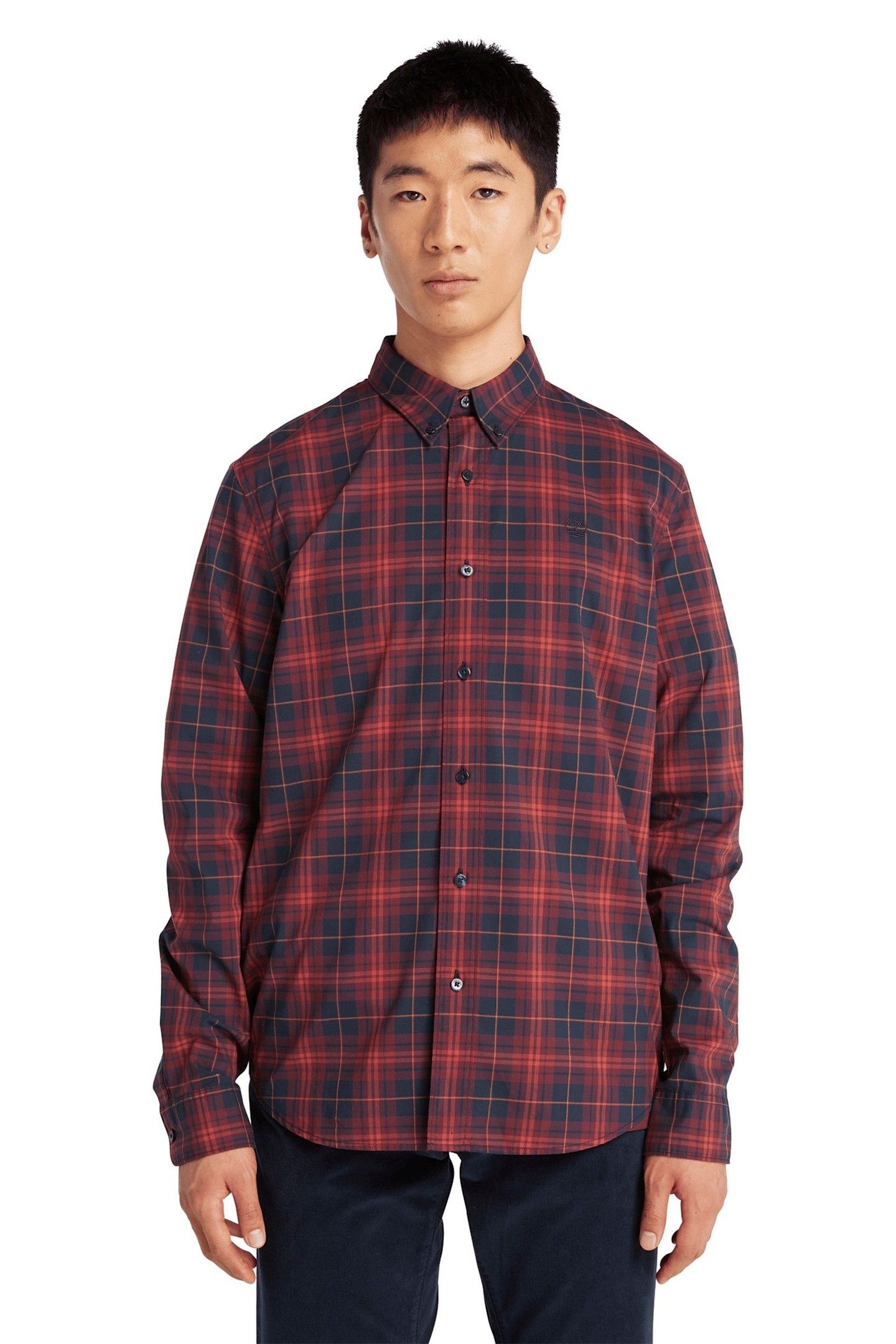LS STRETCH POPLIN TARTAN SHIRT SLIM PORT ROYALE YD 3