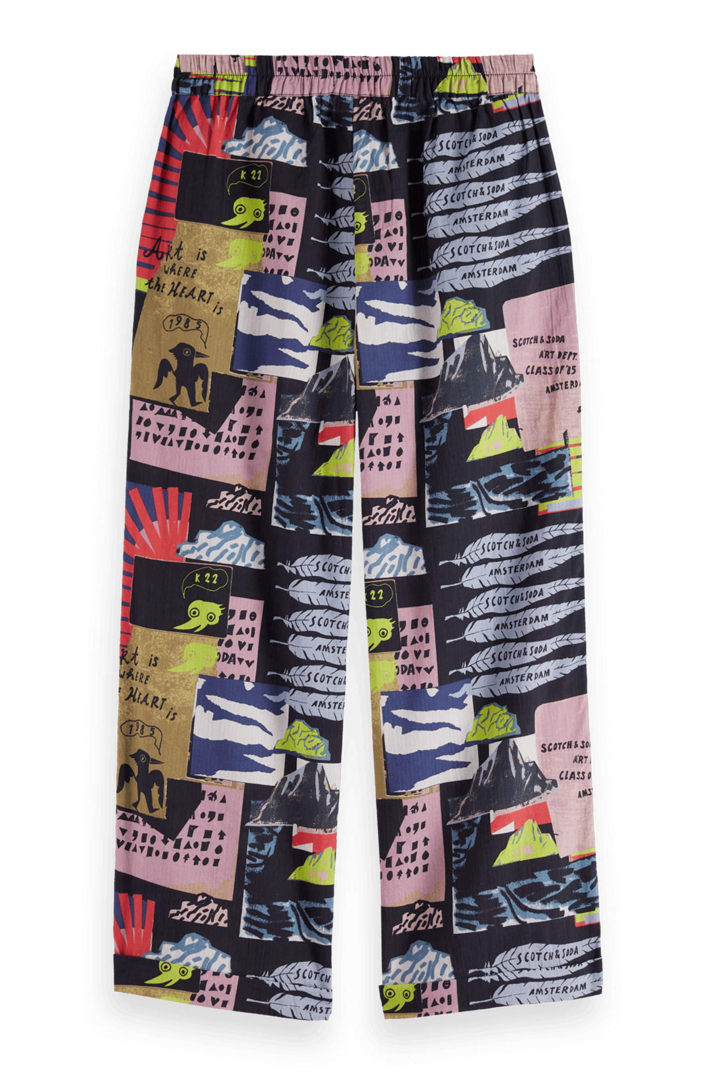 GIRLS ALL-OVER PRINTED SEERSUCKER PANTS ART DEPT COLLAGE ANT 1