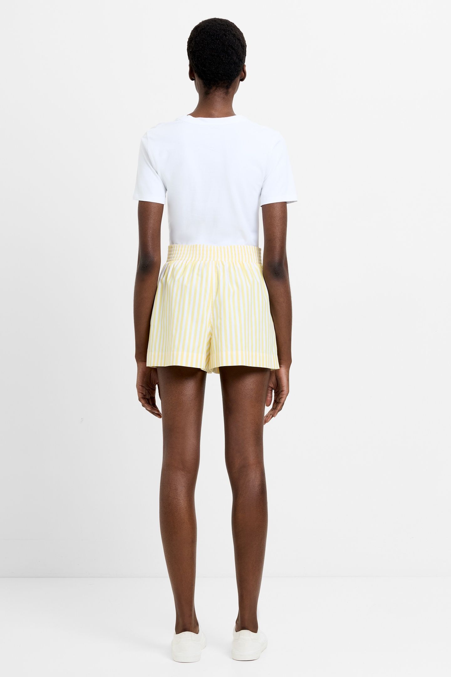 STRIPE SHIRTING SHORTS BUTTER YELLOW/WHITE 4