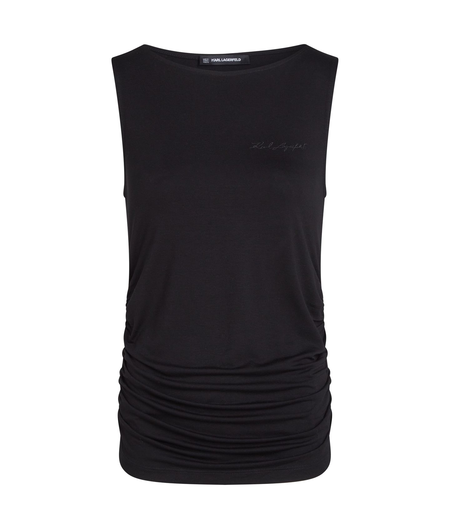 BOAT NECK RUCHED DETAIL TOP BLACK 1