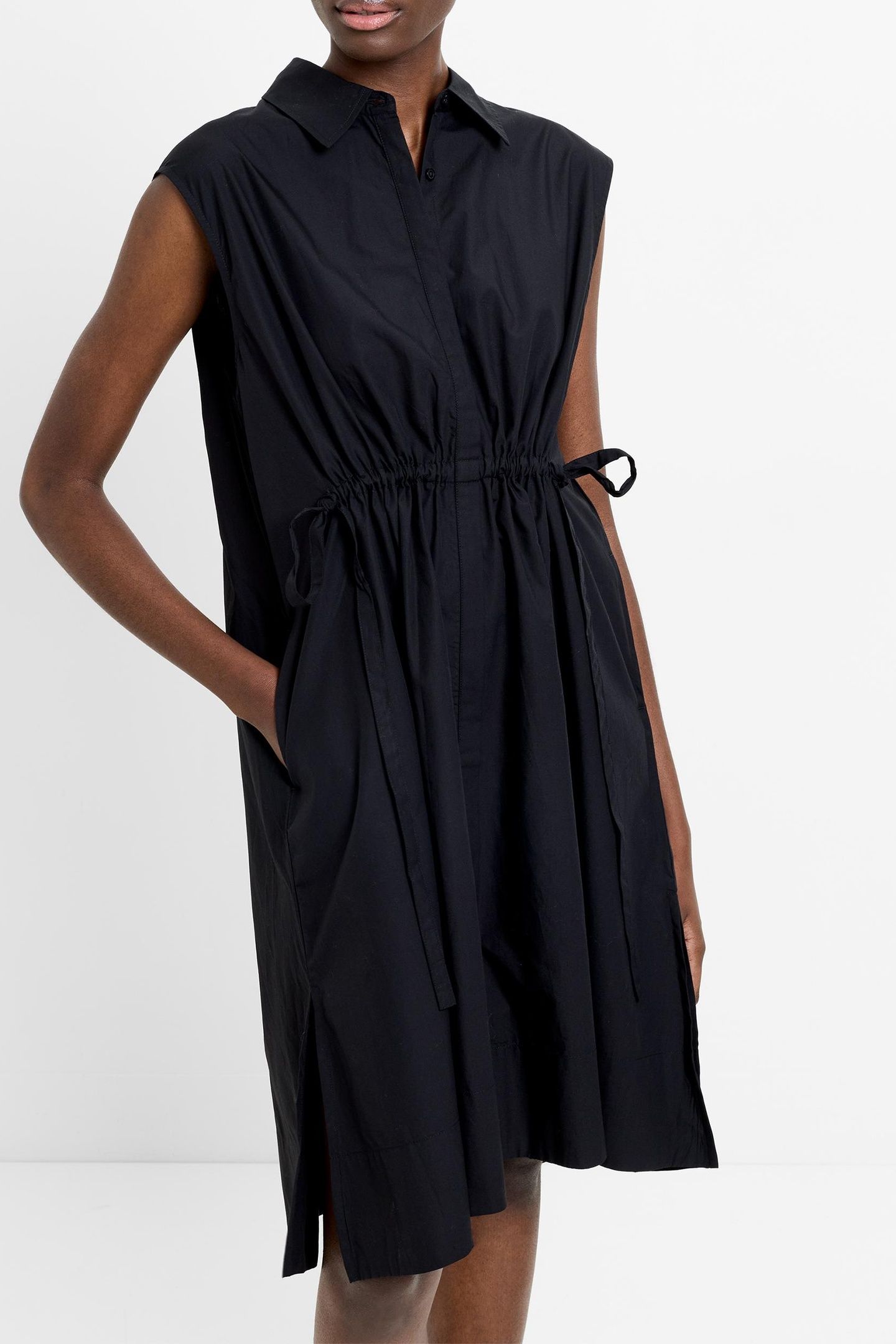 POPLIN TIE SLVLESS DRESS K BLACK 1