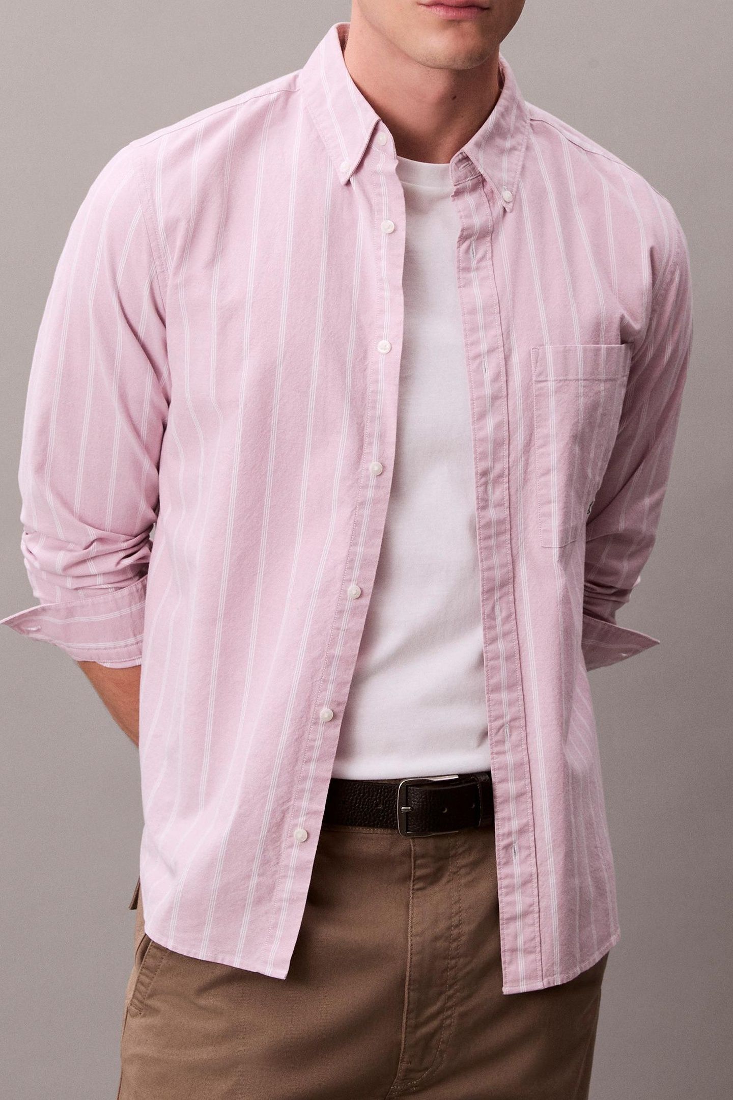 LS STRIPE OXFORD SHIRT ORCHID HAZE 1