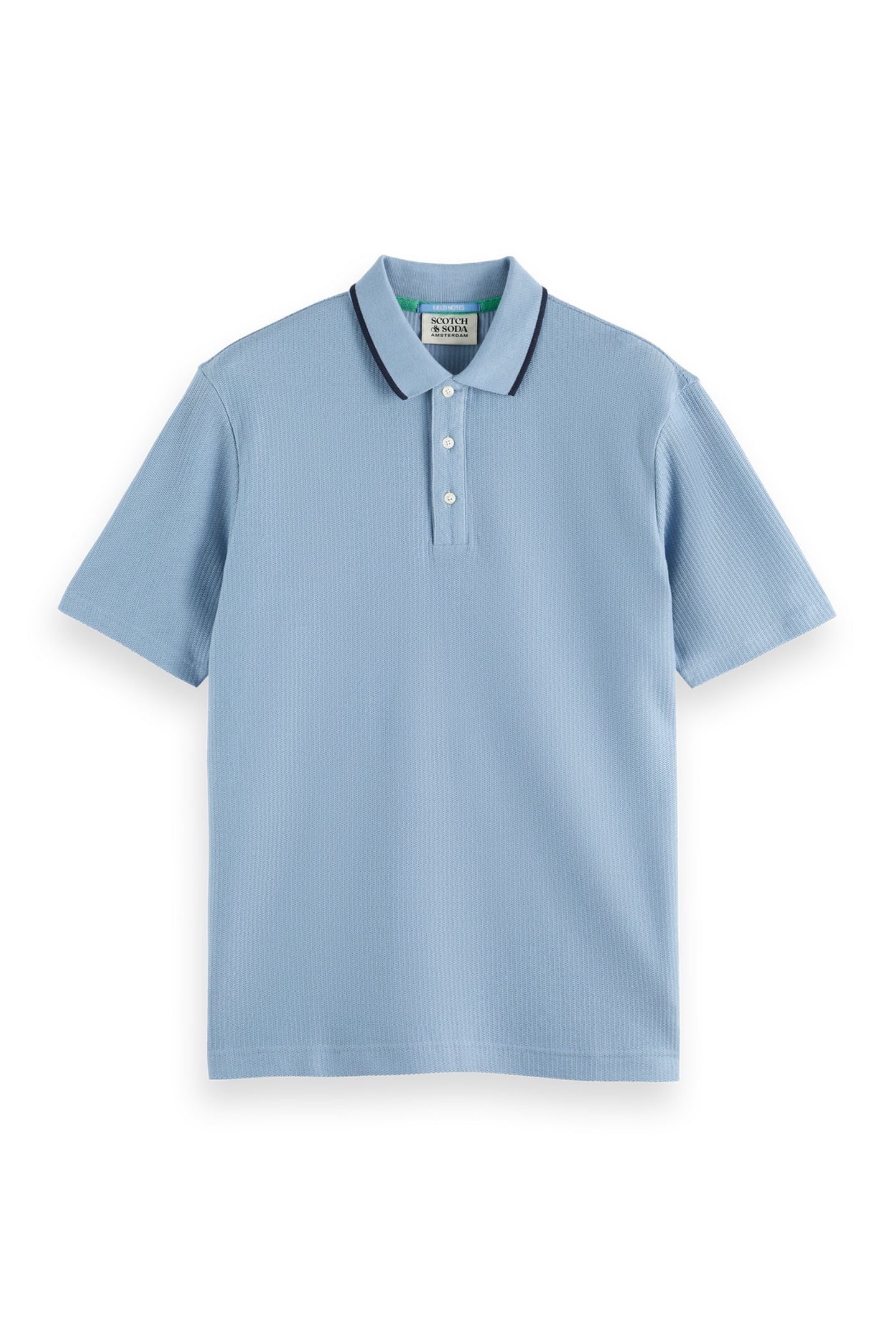 RELAXED-FIT STRUCTURED POLO FADED DENIM 1