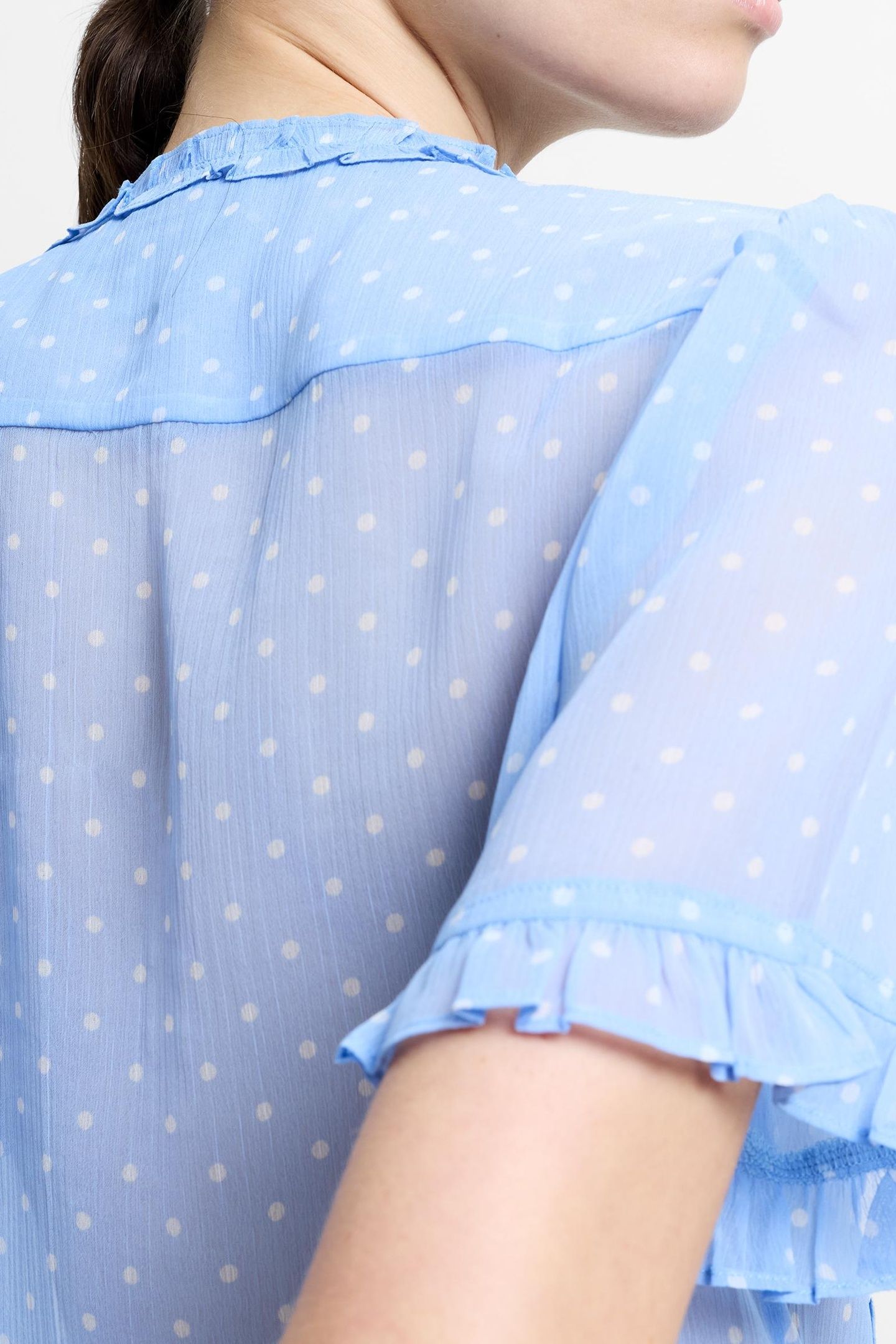 POLKA S/S RUFFLE TOP CORNFLOWER/WHT 2