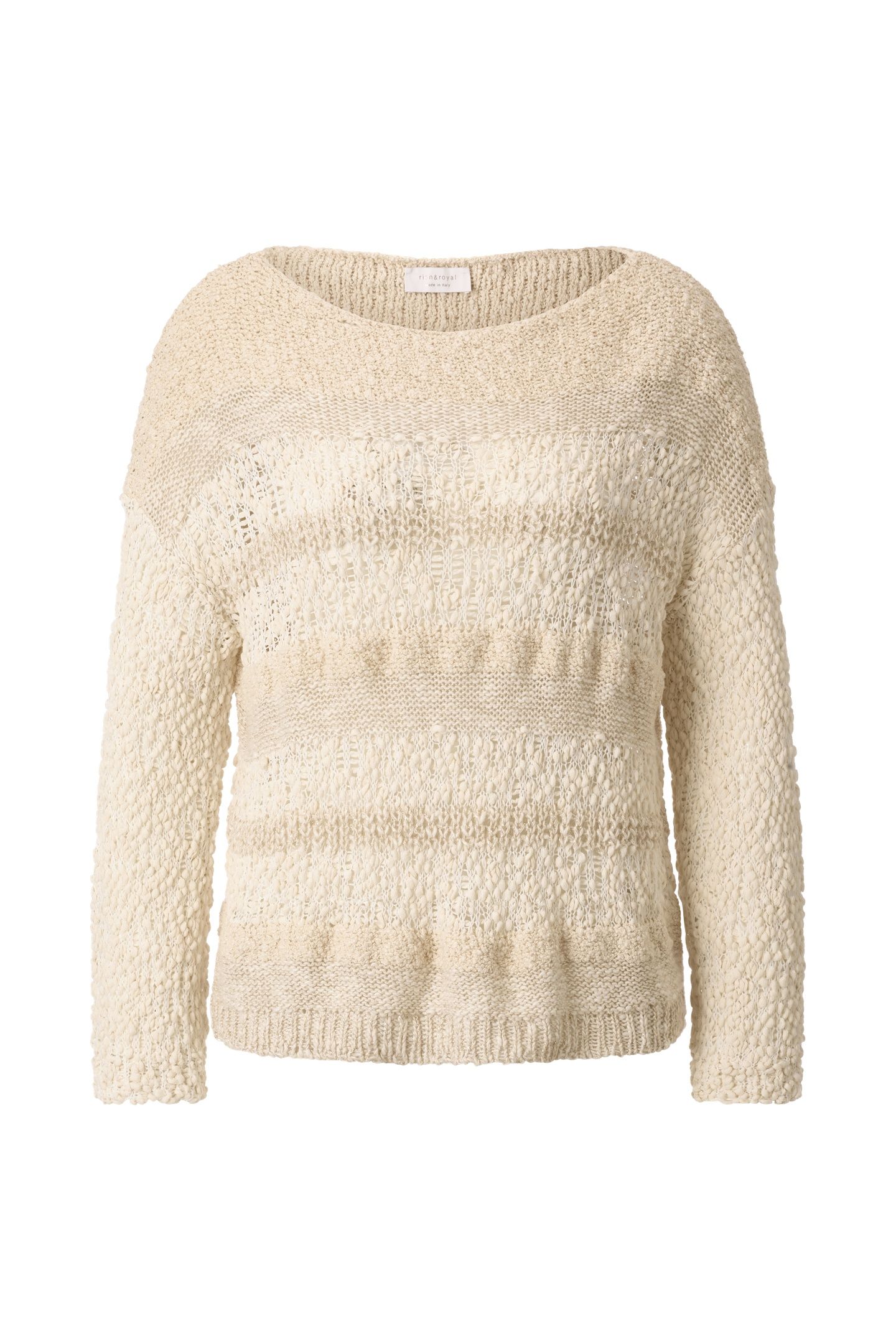 BOAT NECK PULLOVER YARN MIX STRIPE PEARL WHITE 3