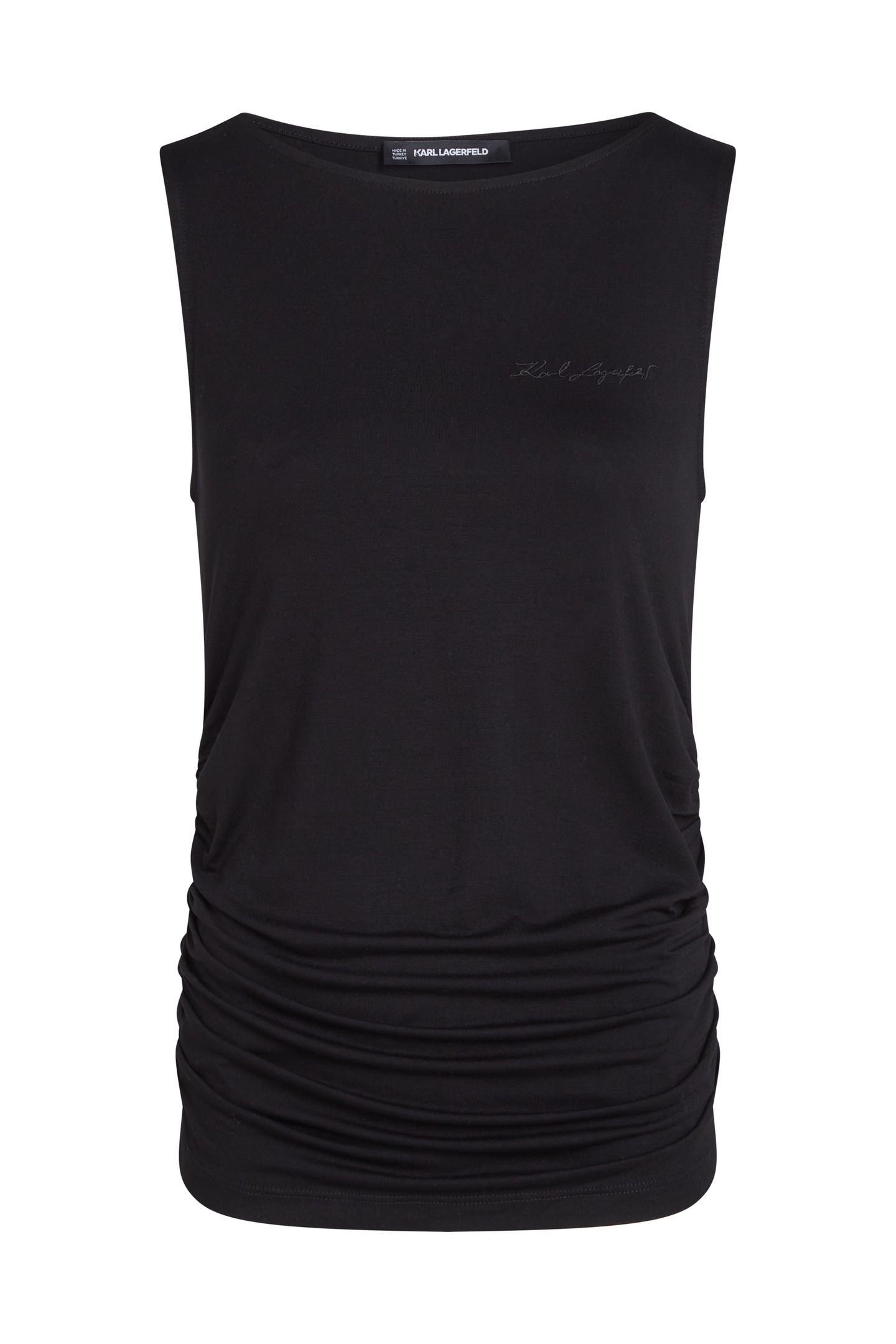 BOAT NECK RUCHED DETAIL TOP BLACK 3