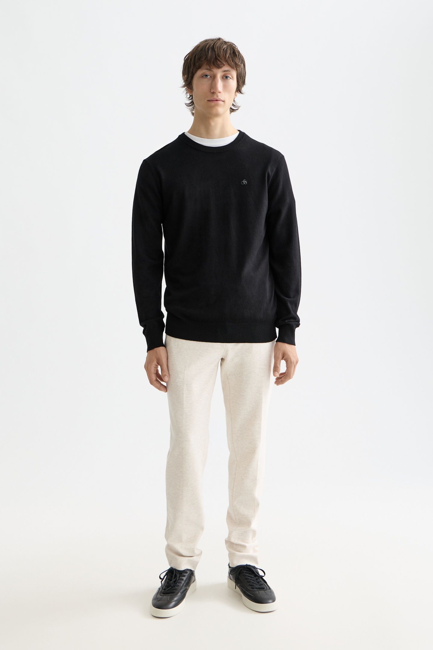 MOTT - TAILORED KNITTED YARN DYED CHINO OFF WHITE MELANGE 2