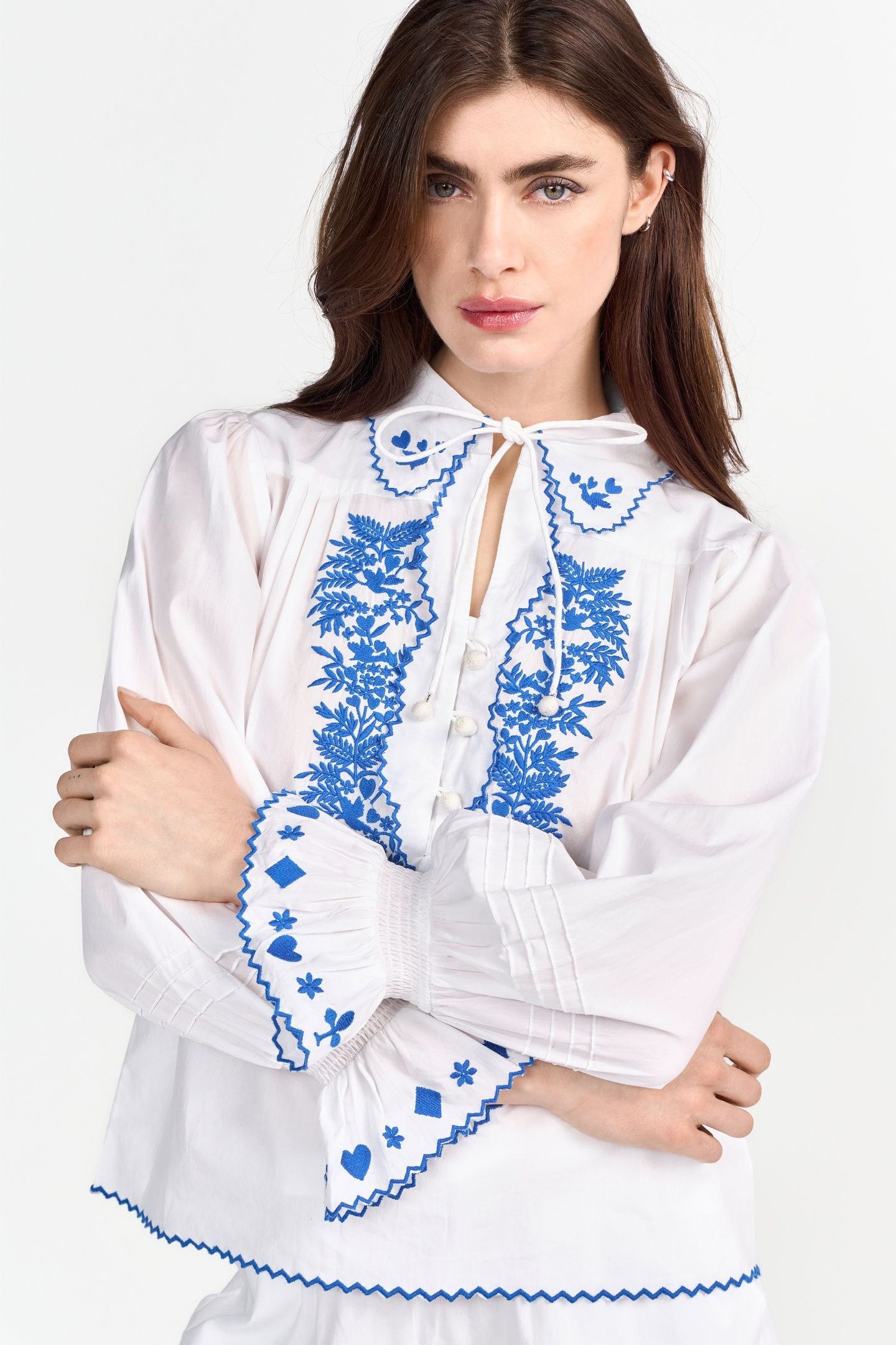 COTTON BLOUSE WITH EMBROIDERY PALACE BLUE 2