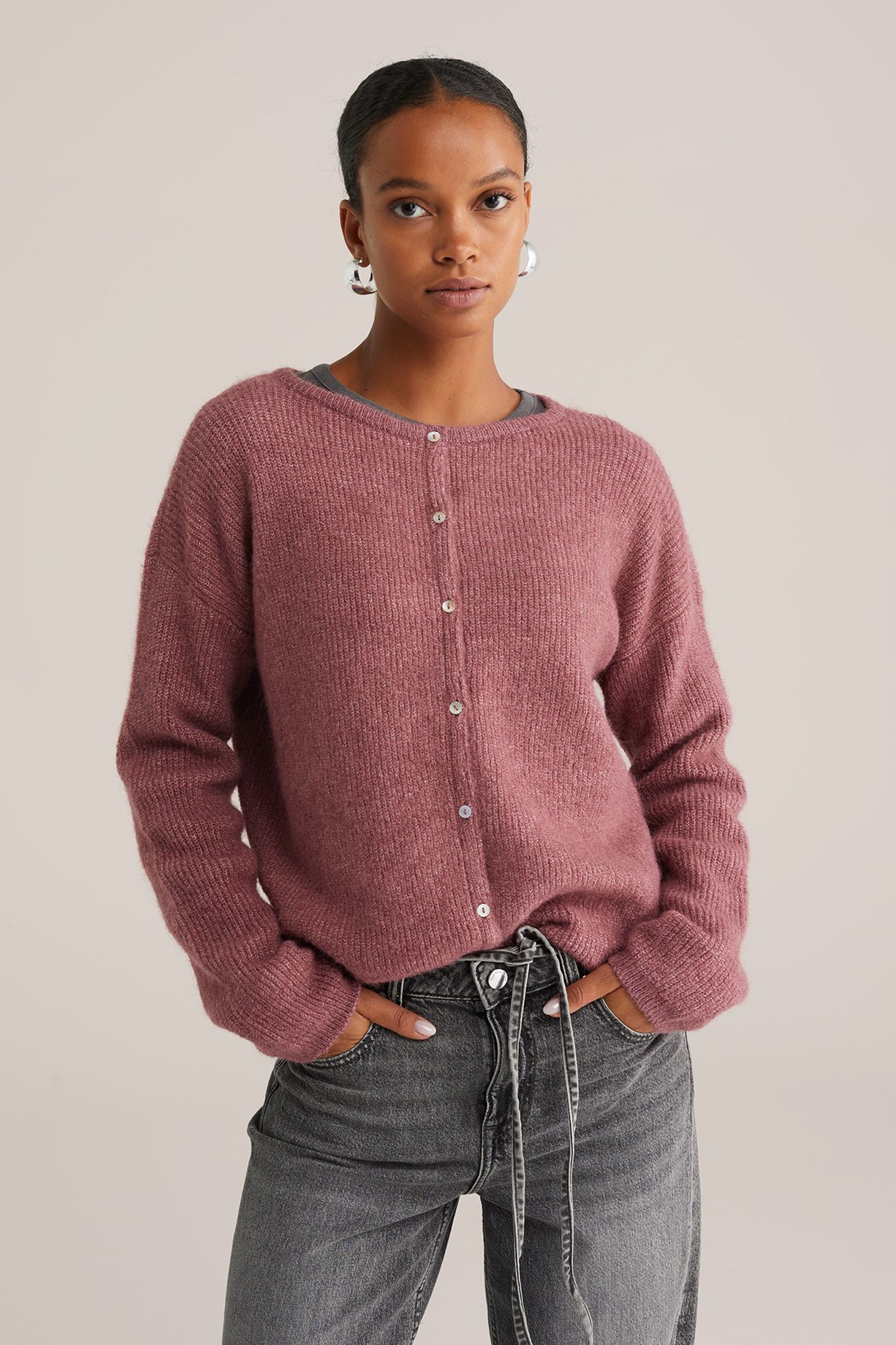 KNITTED CARDIGAN LIGHT RED 1