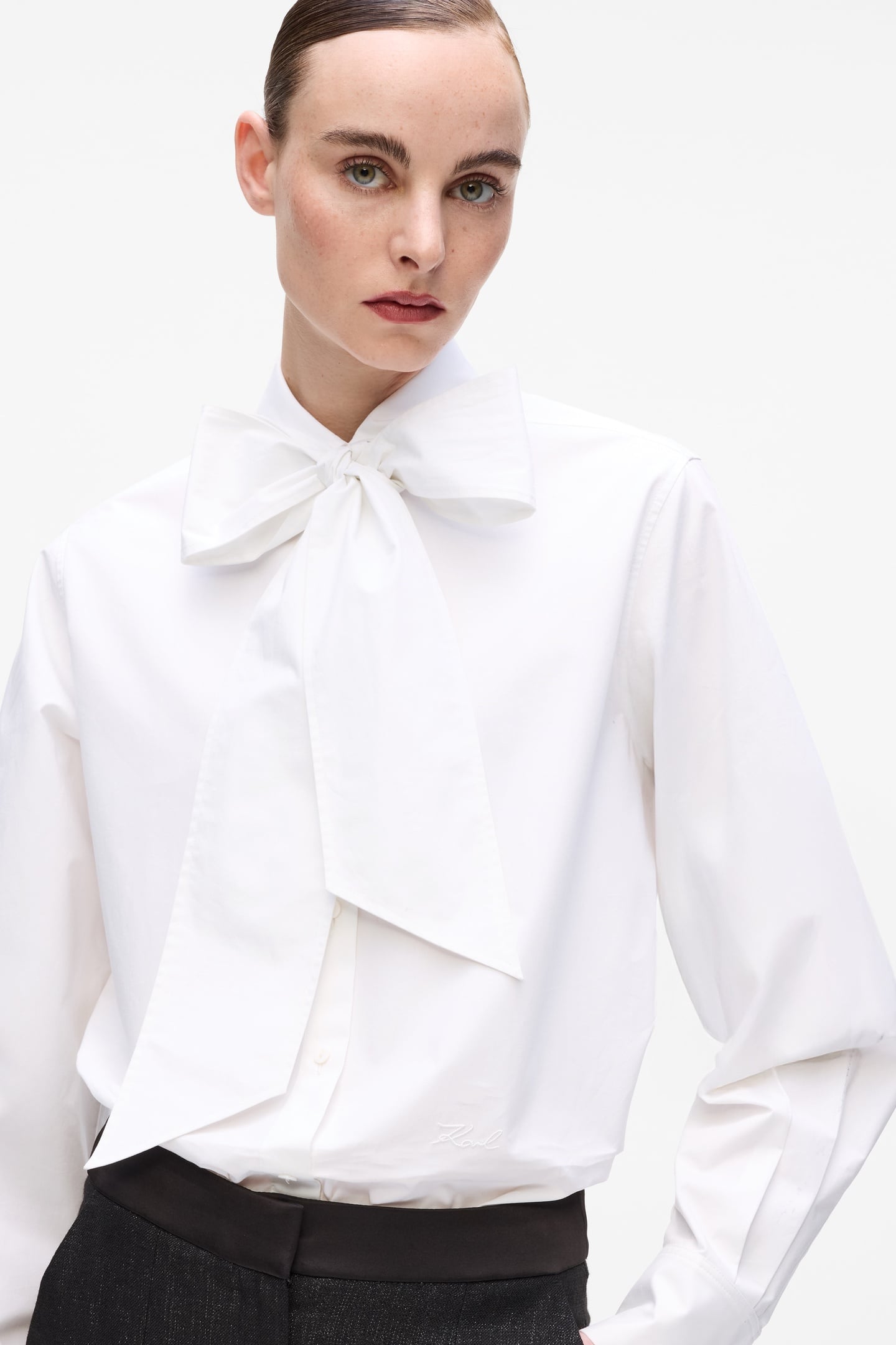 RETRO POPLIN BOW BLOUSE WHITE 1
