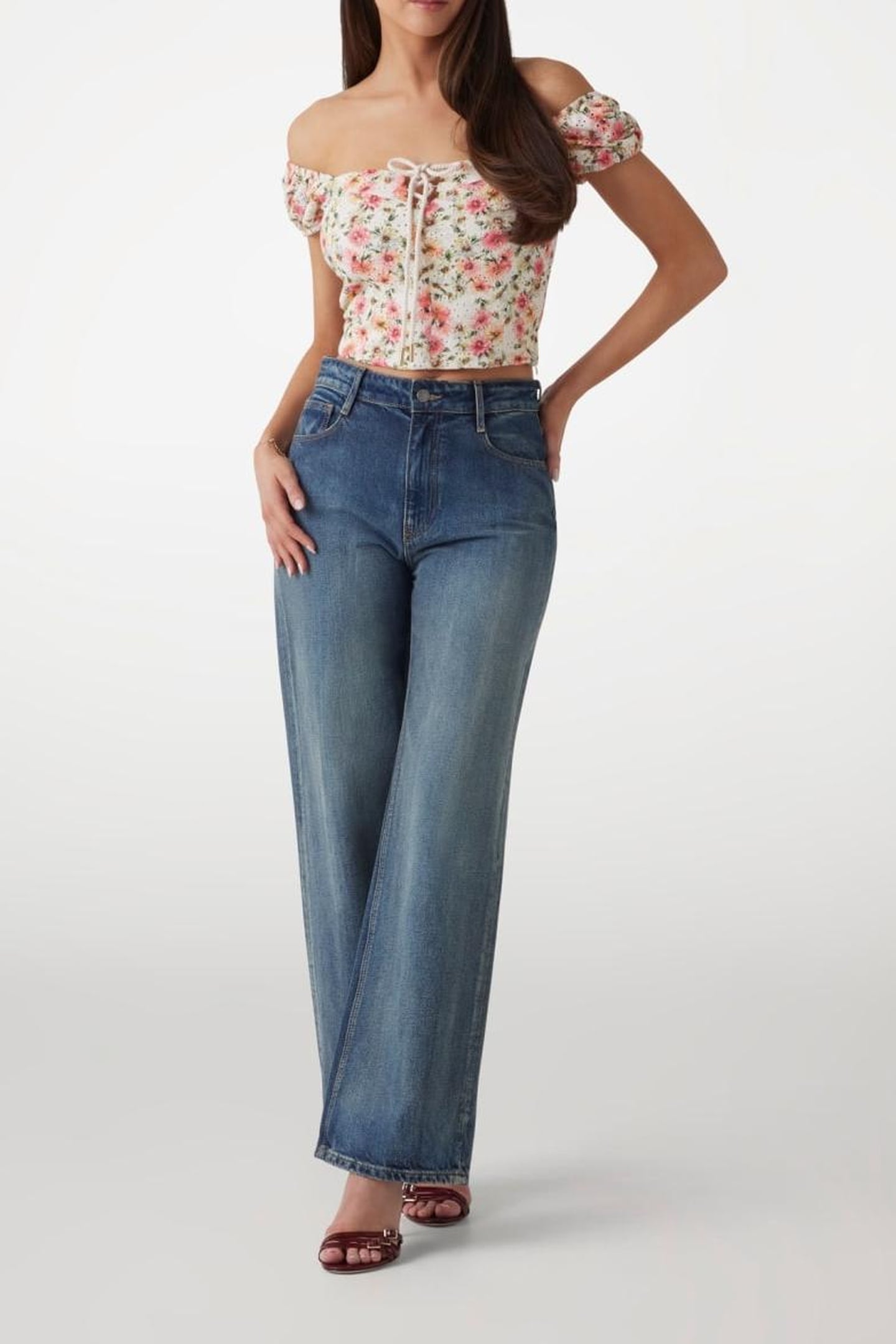 GUESS ECO ELIANE SS PUFFED TOP LITTLE PAINTED DAISI 2