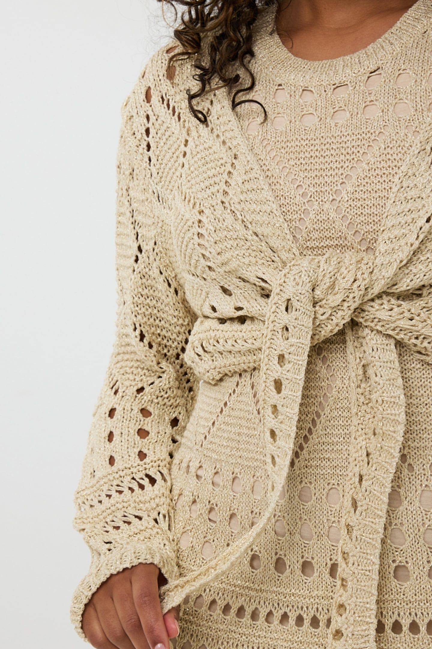 BOLERO FANCY OPEN KNIT LUREX LIGHT SAND 6