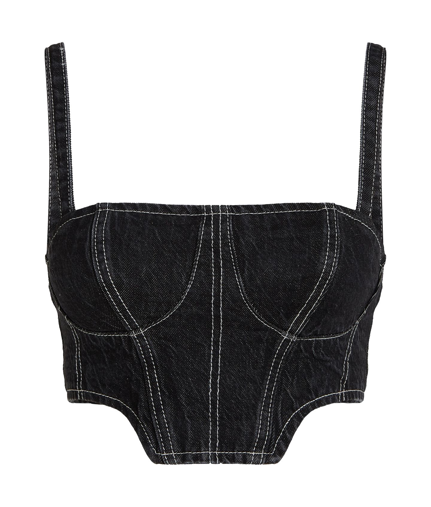 KLJ DENIM BUSTIER WASHED BLACK CONTRAST 5