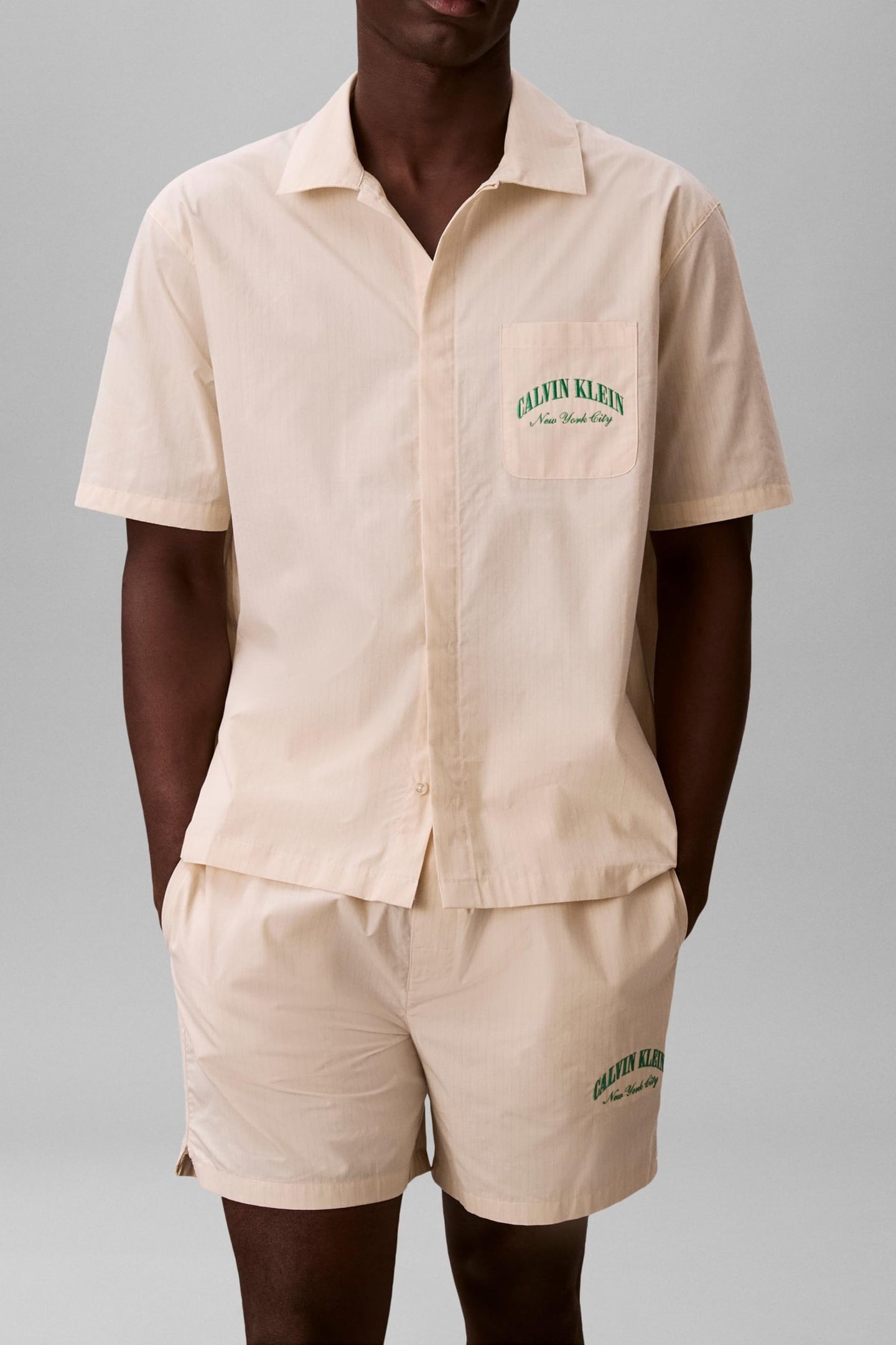 HERITAGE CREST S/S SLEEP TOP SLIM STRIPE CHALK 1