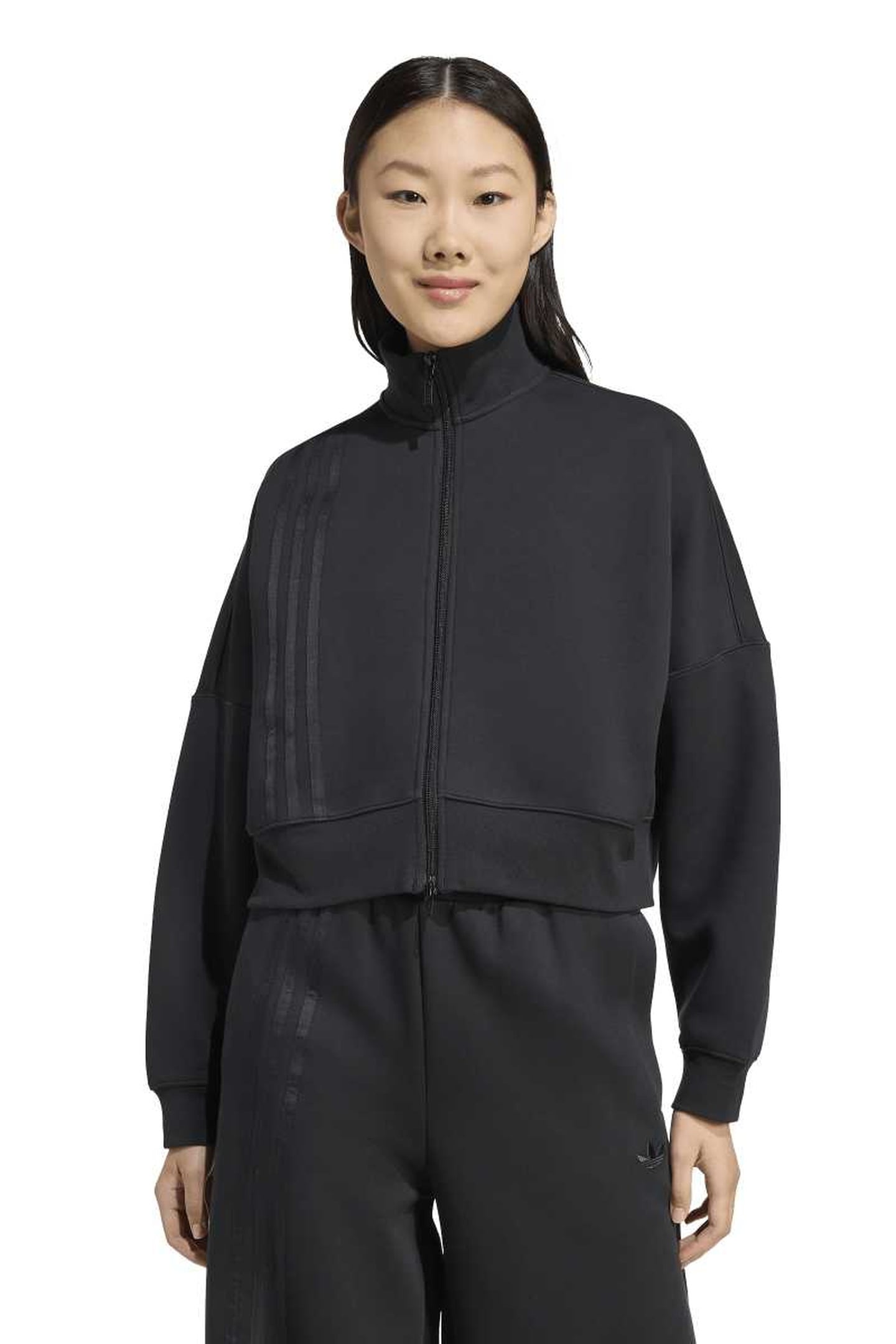 ORIGINALS OFF PLACED 3 STRIPES ZIP UP BLACK 1