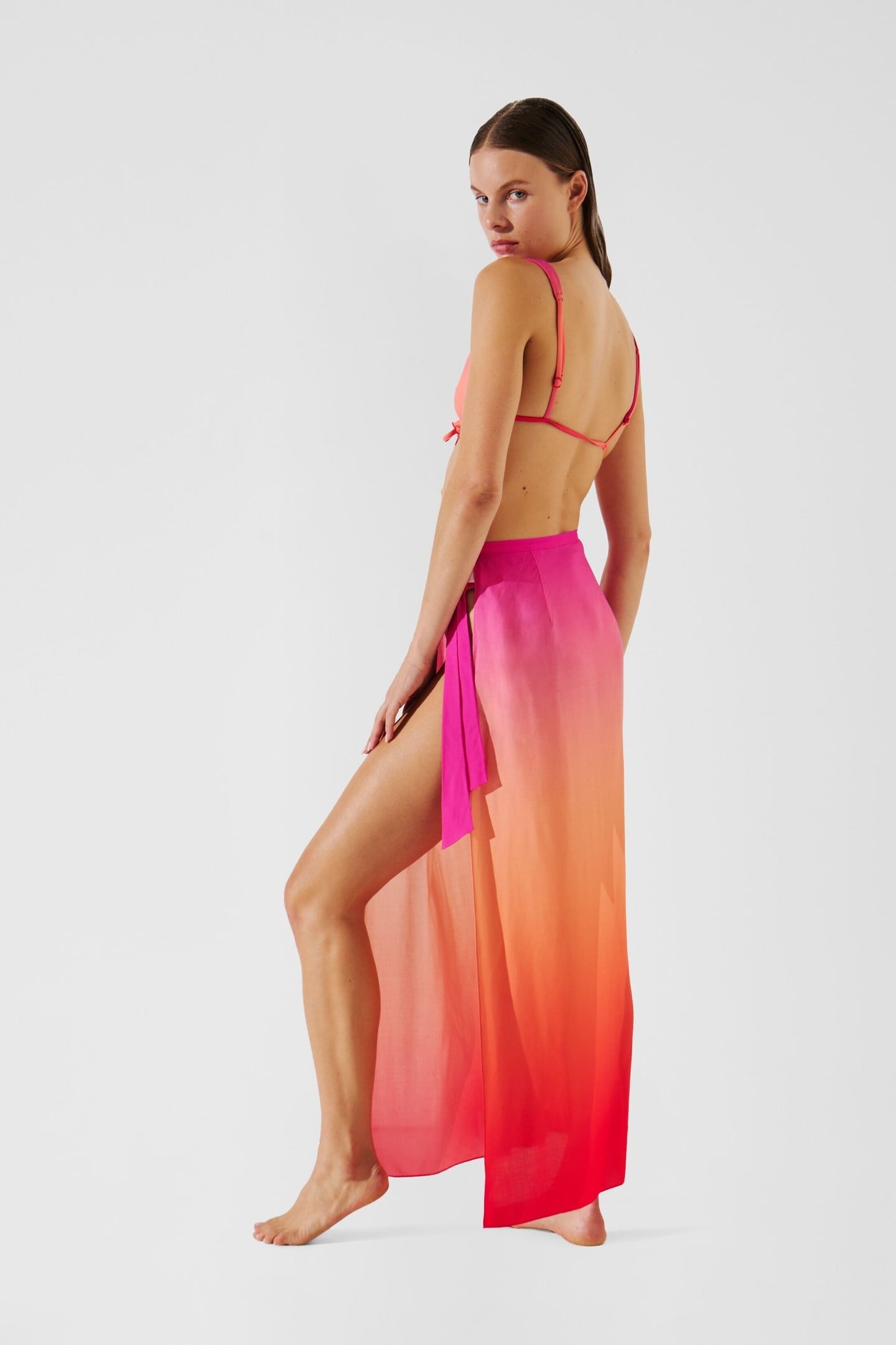 PRINTED TIE MAXI PAREO OMBRE HIBISCUS-CARMELIA 4