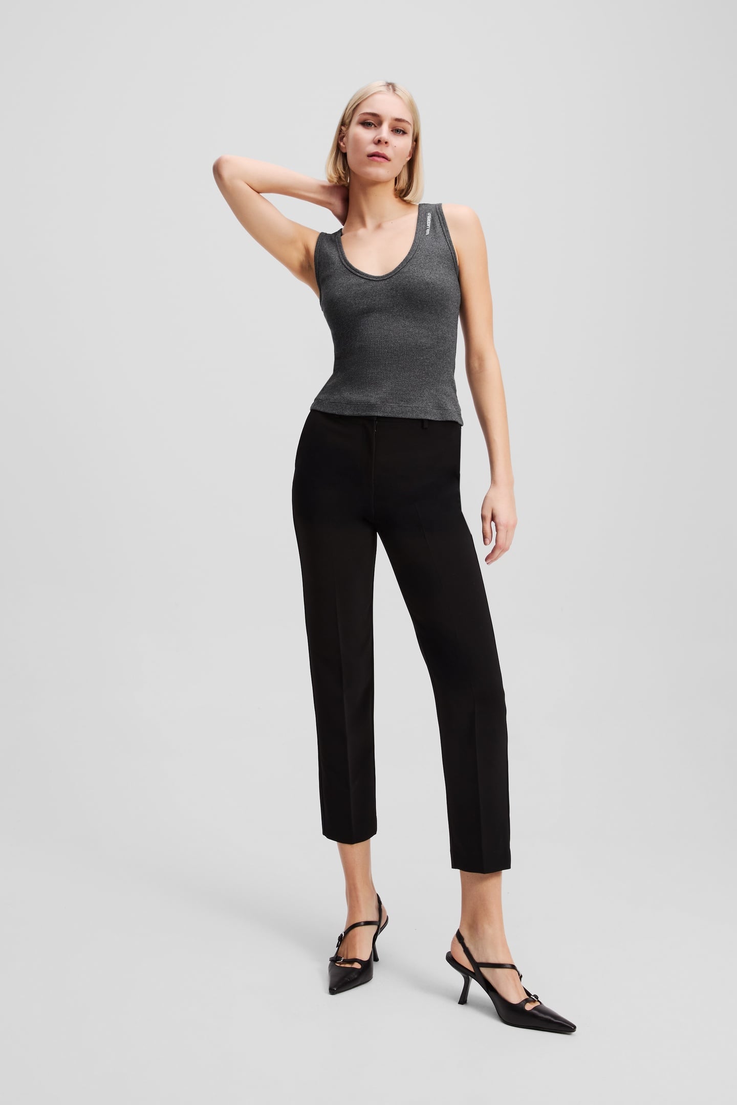 RIBBED V-NECK TANK MELANGE GREY MELANGE 4