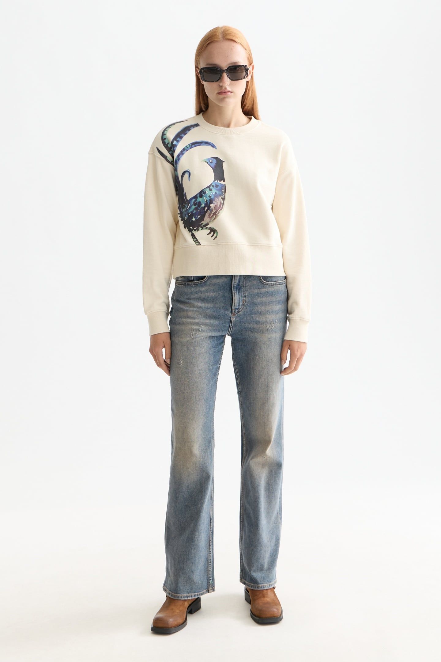 WASHED ARTWORK LOOSE FIT SWEATER EGGNOG 2