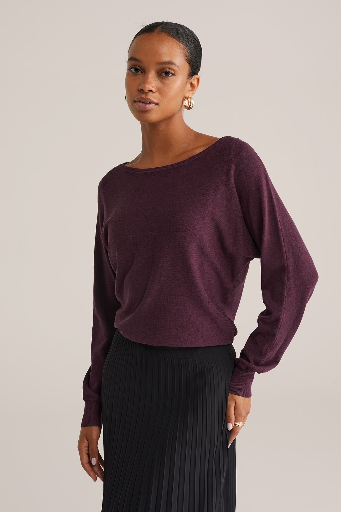 KNITTED PULLOVER BURGUNDY RED 2
