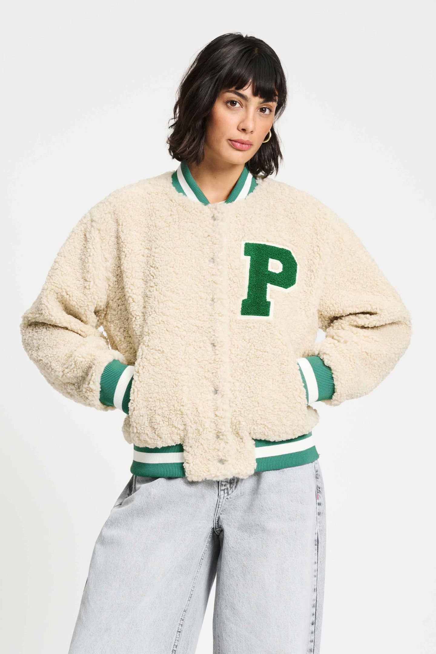 JACKET - TEDDY BASEBALL ECRU 1