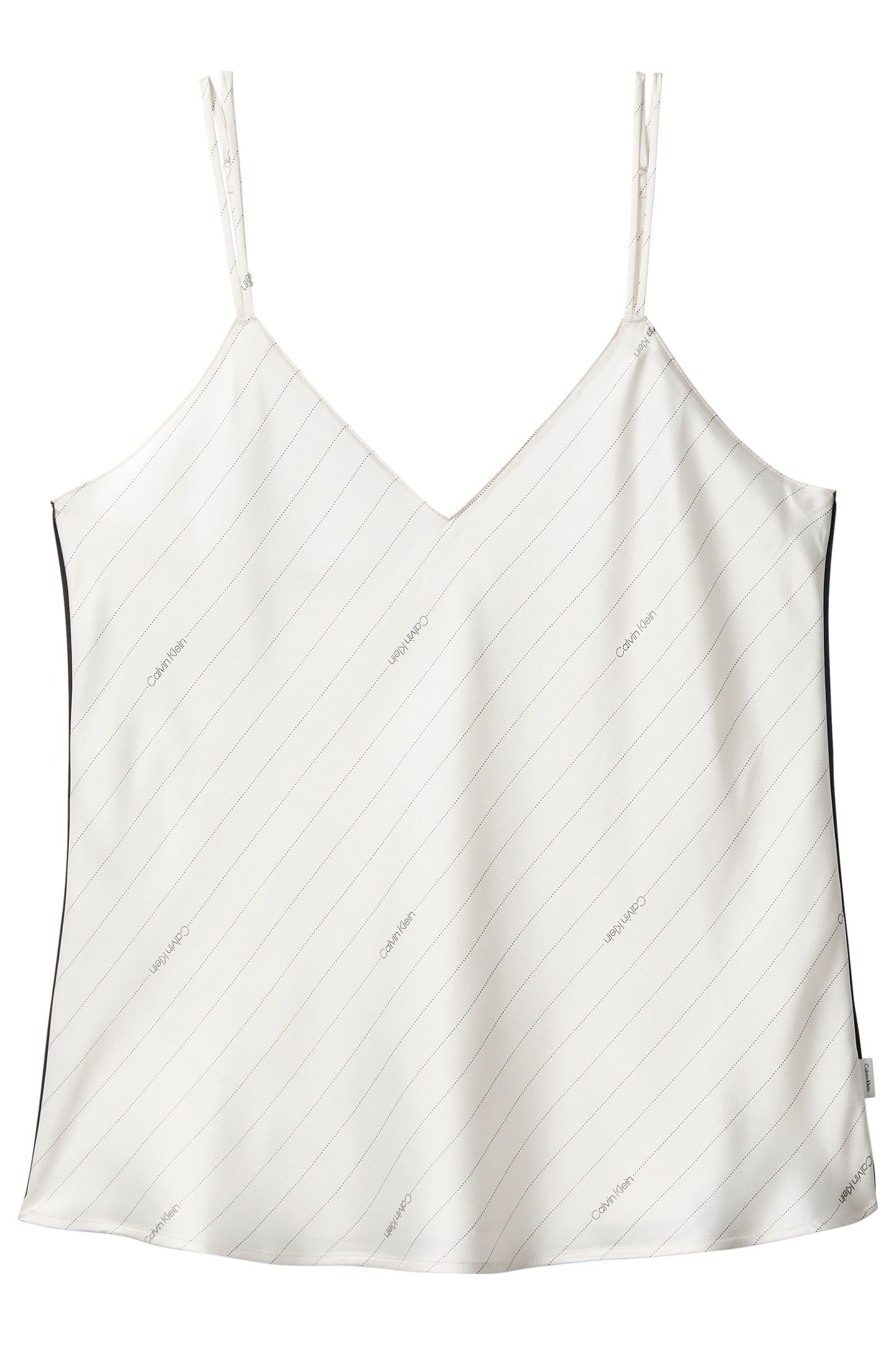 SATIN CAMI W PIPING TOP DOTTED LOGO PINSTRIPE IVORY 5