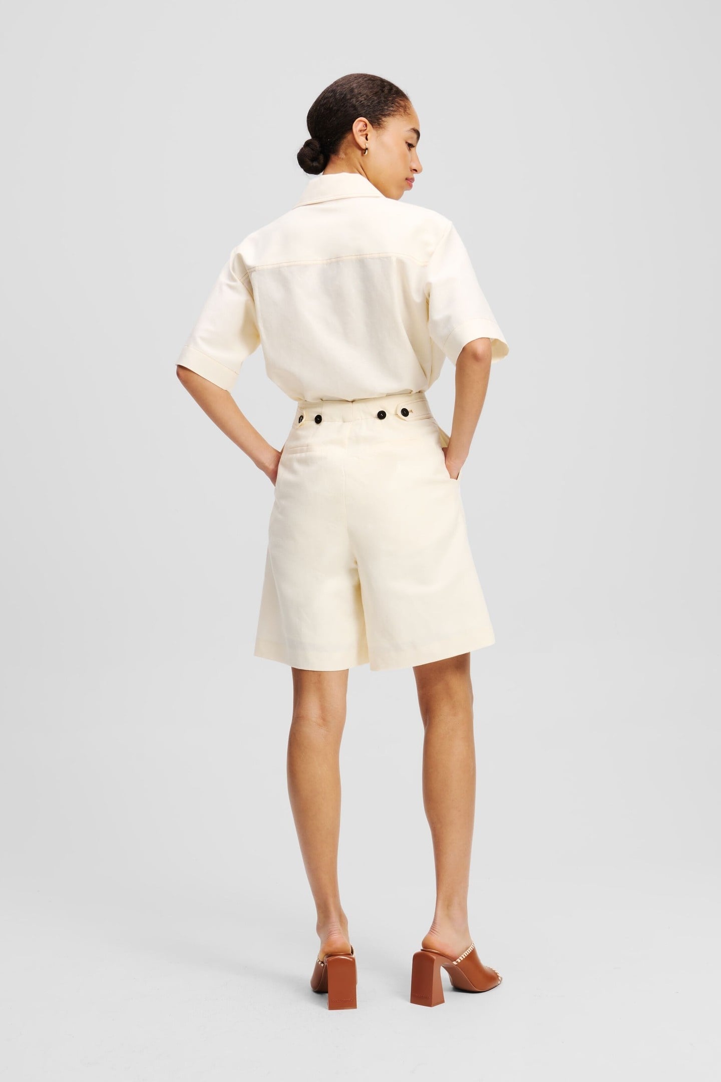 LINEN BLEND SHORTS PRISTINE 2