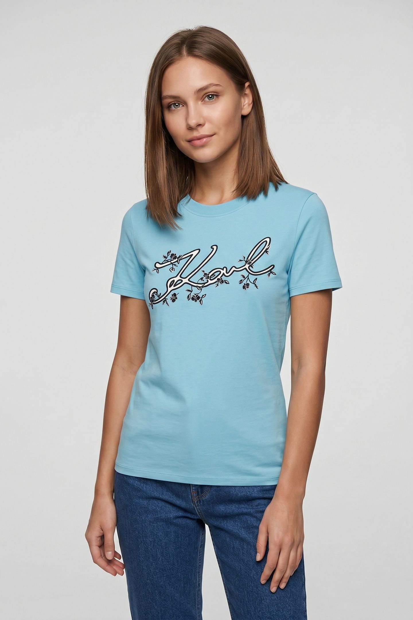 KARL ORCHID LOGO T-SHIRT STILL WATER 1