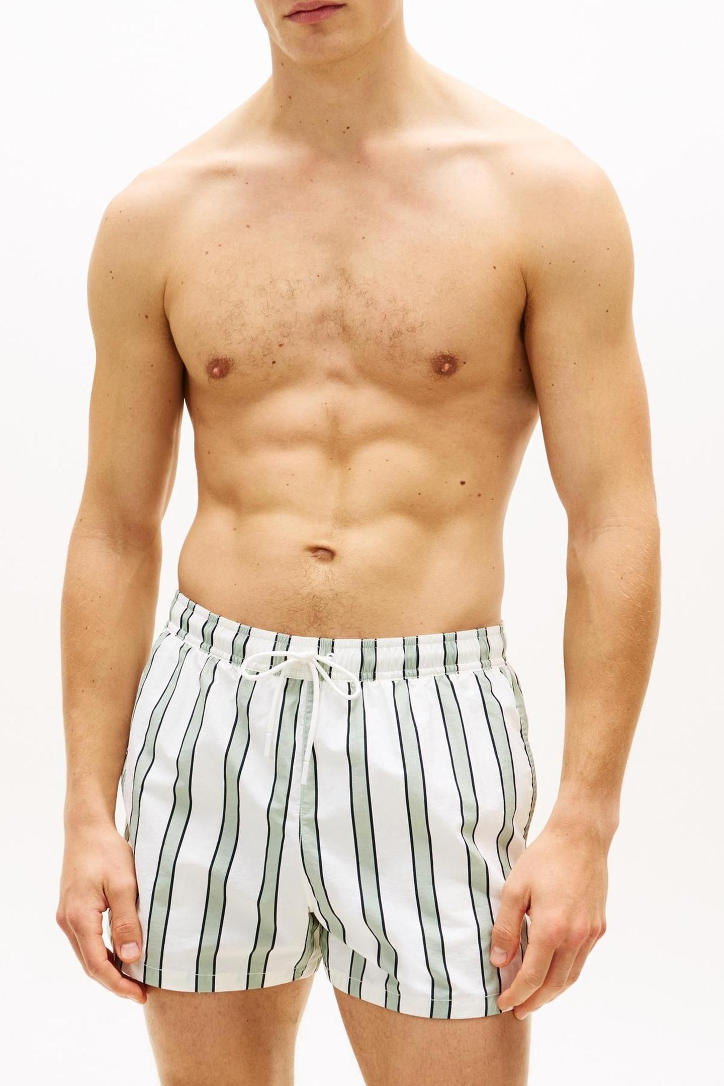 SHORT DRAWSTRING SWIM TRUNK STRIPE MINTY GREY 2