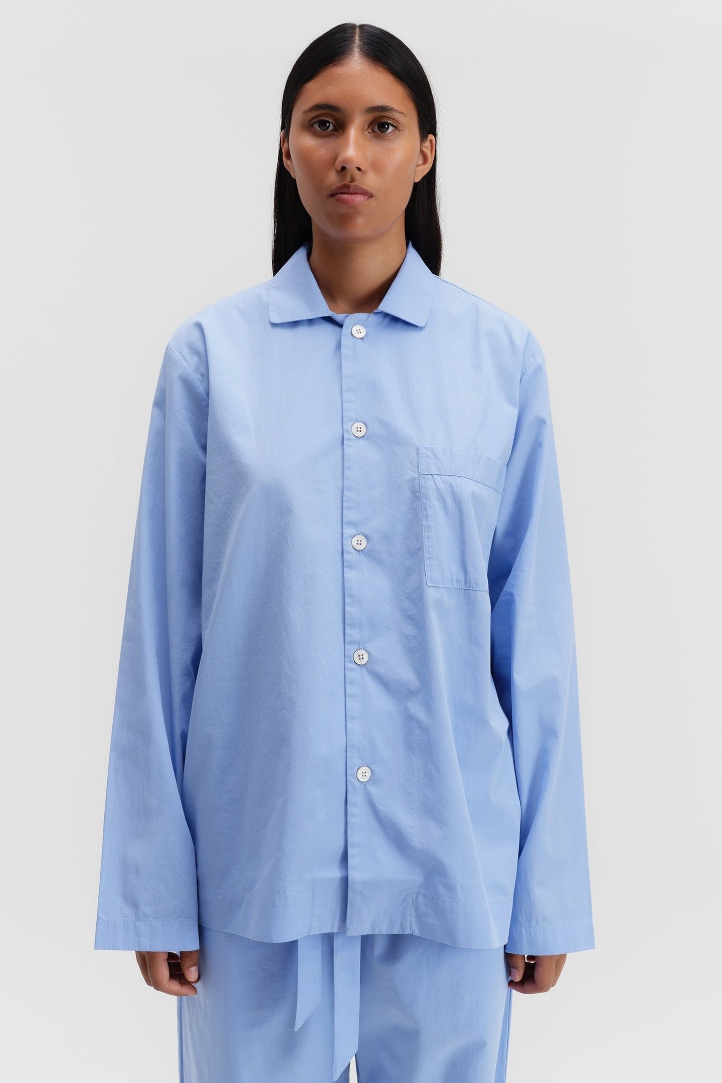 UNISEX POPLIN, PYJAMAS SHIRT CORNFLOWER BLUE 1