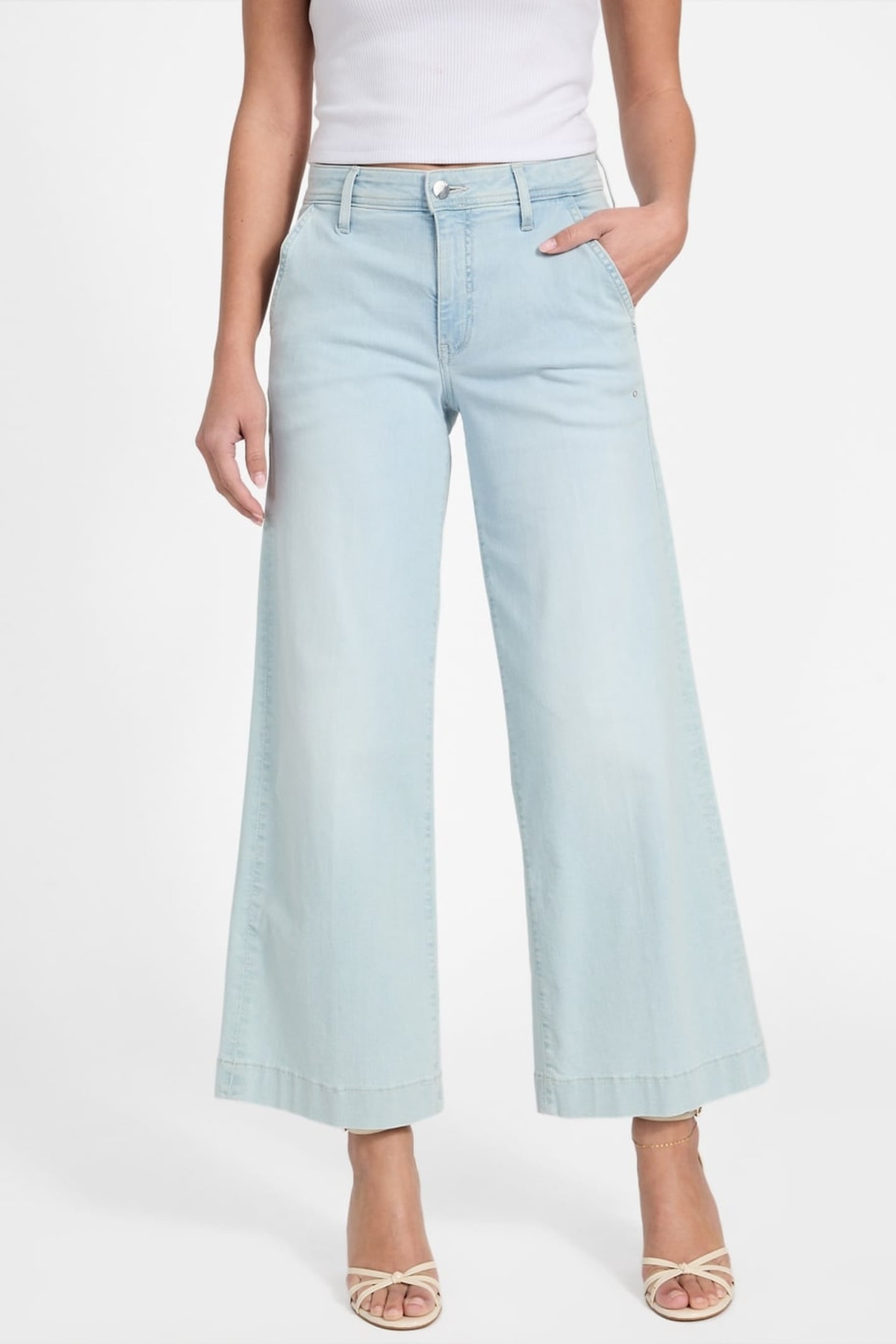 GUESS ECO ZOYA WIDE LEG CROP NUAGE LIGHT 3