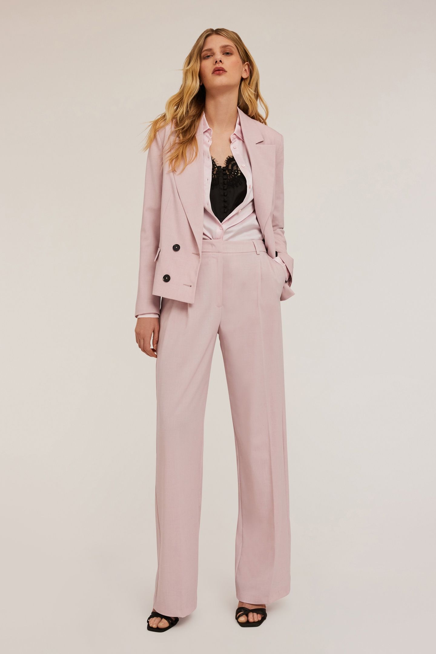 POLYVISCOSE DOUBLE-BREASTED JACKET PINK 3