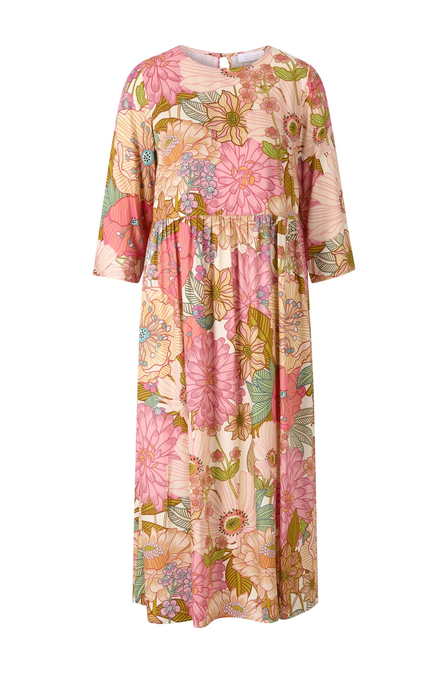 PRINTED MIDI DRESS WITH SMOCKED CHEST SPRING BLUSH 5