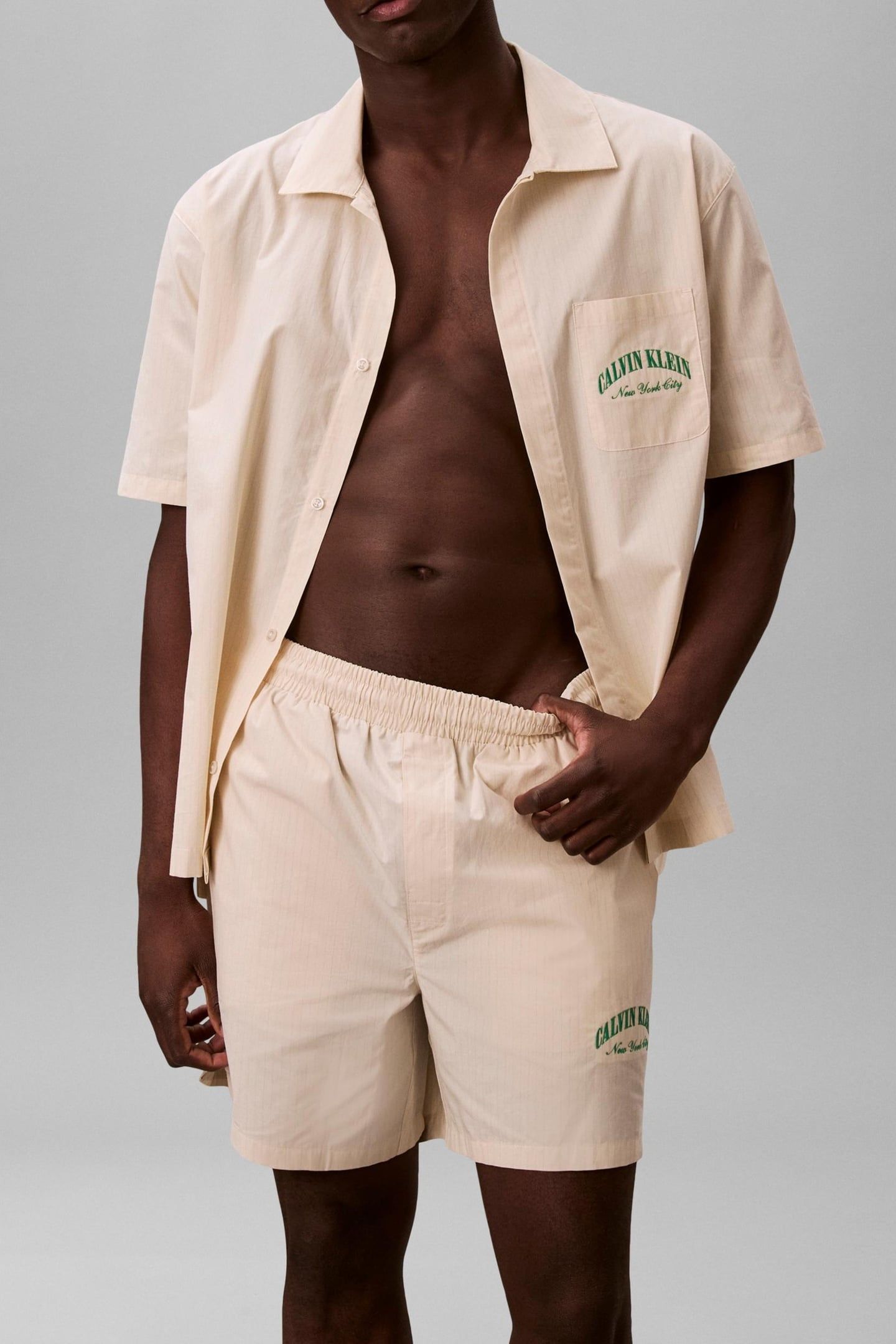 HERITAGE CREST S/S SLEEP TOP SLIM STRIPE CHALK 2