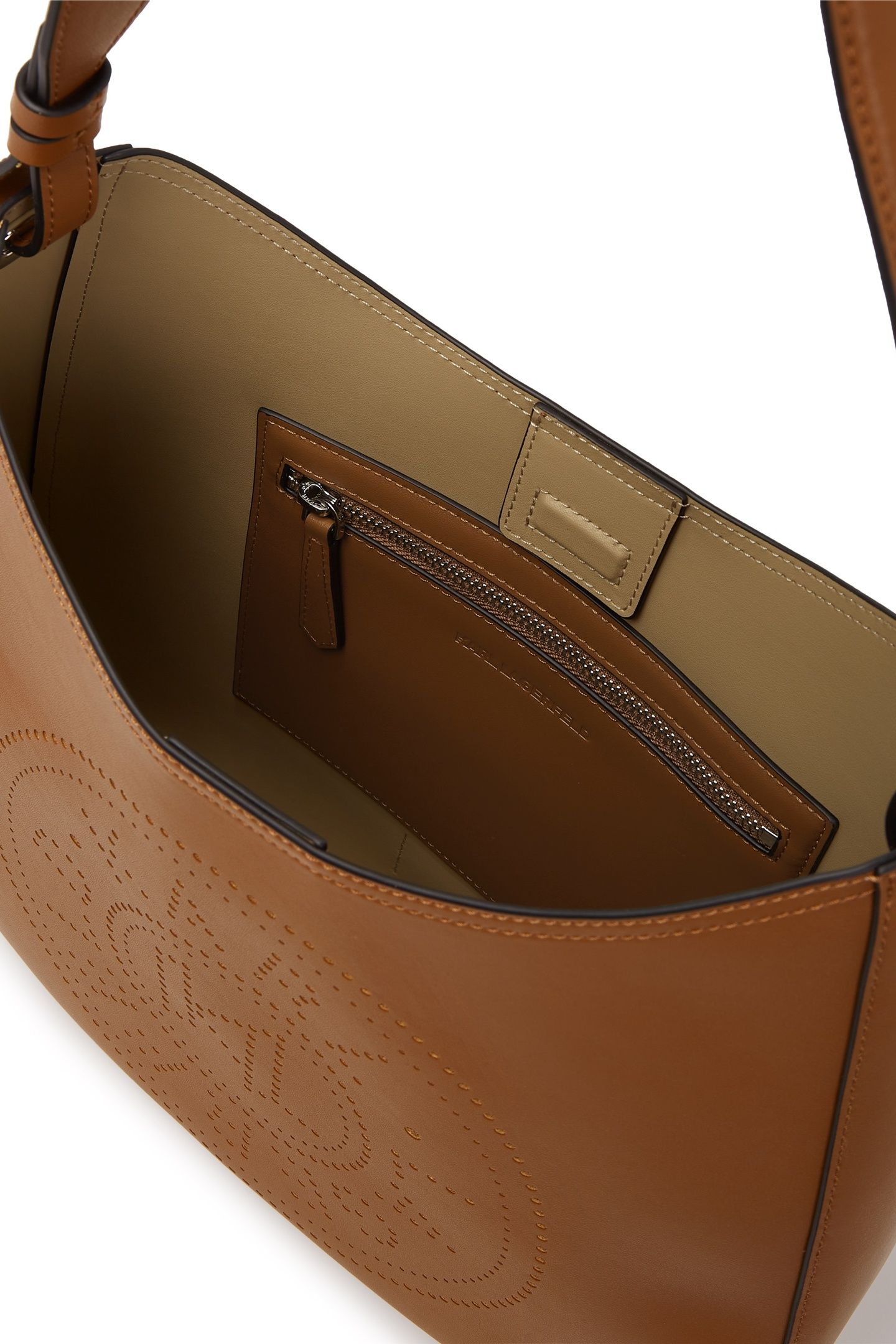 K/CIRCLE HOBO BAG PERFORATED DARK TAN 2