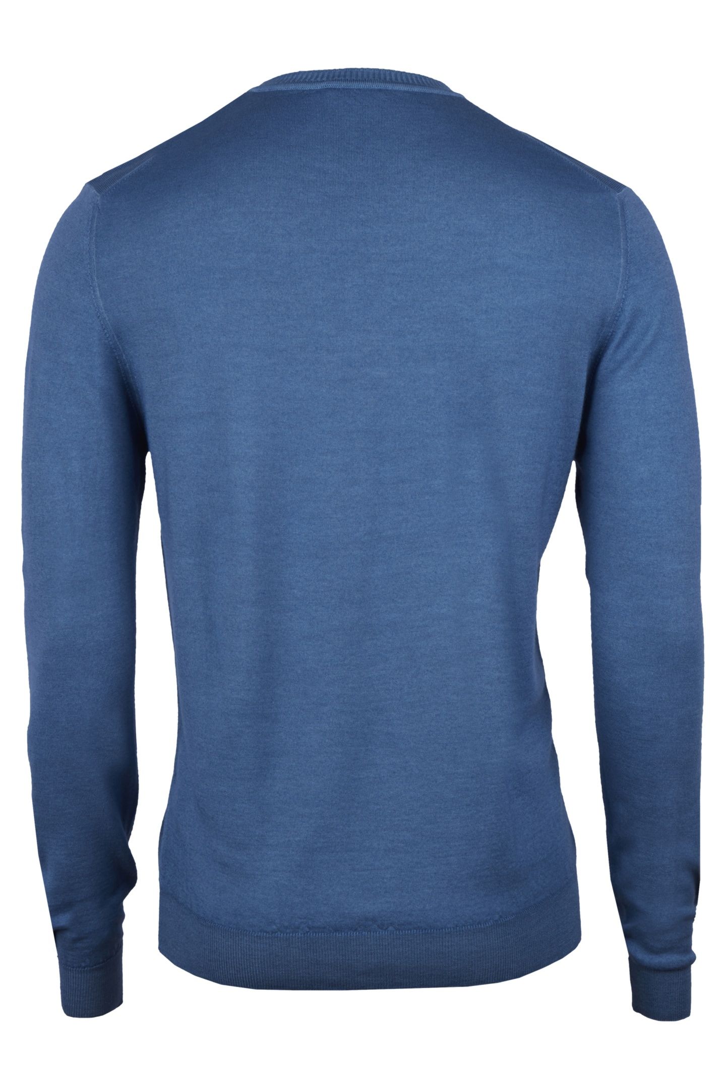 SWEATER KNITTED CREW NECK GARMENT DYED MERINO WOOL BLUE 2