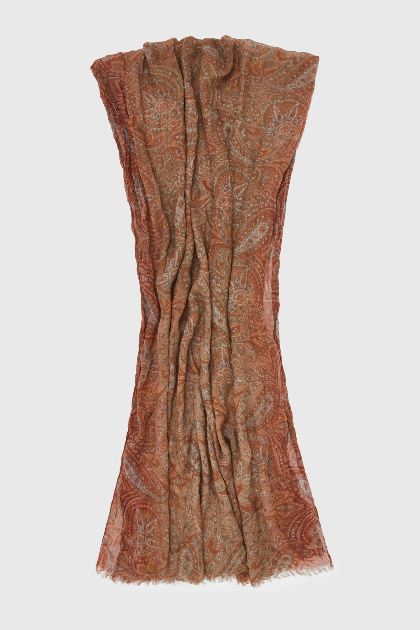 PAISLEY PRINTED SCARF RUST 2