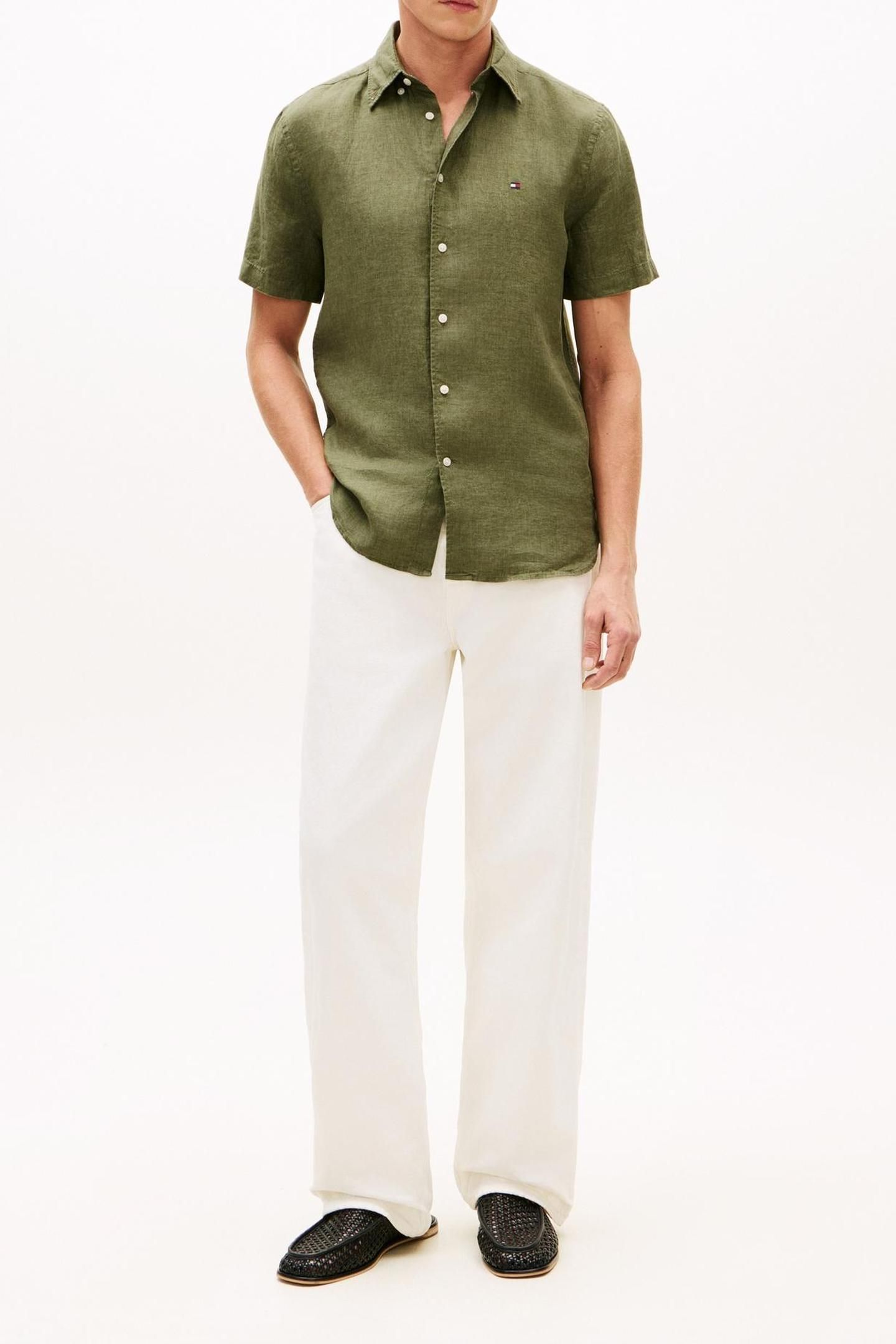 PIGMENT DYED LINEN SHIRT DARK ARTICHOKE 2