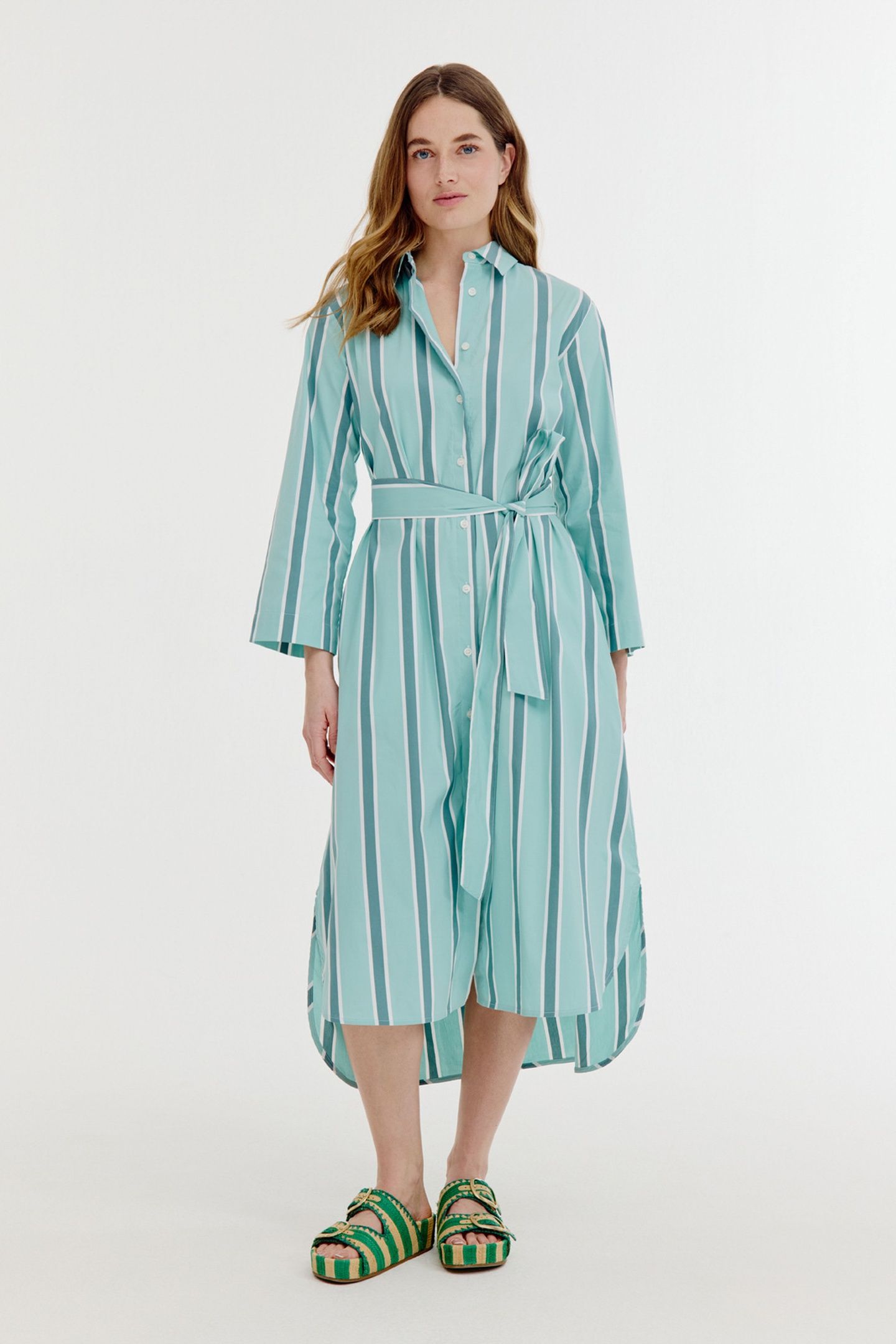 BOUDEWIJN DRESS WASABI GREEN STRIPE 1