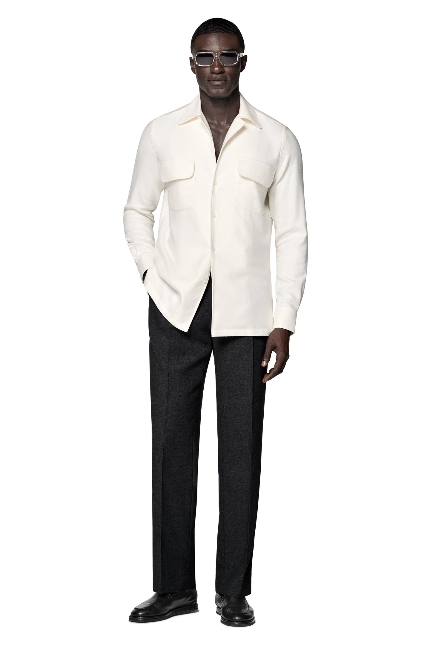 SAFARI HERRINGBONE CASUAL SHIRTS OFF-WHITE 1
