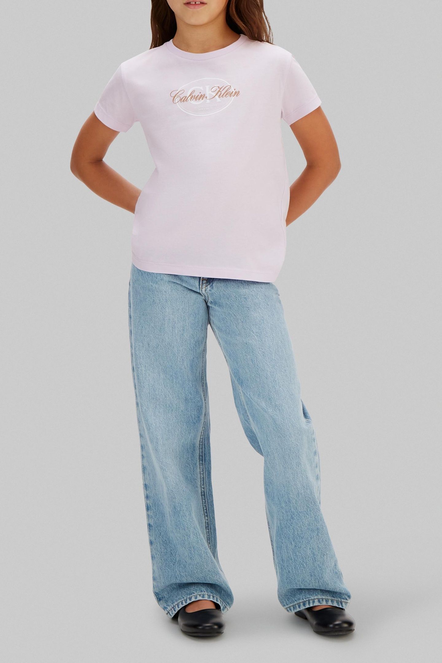 GIRLS CK SCRIPT SS T-SHIRT ISLAND LILAC 3