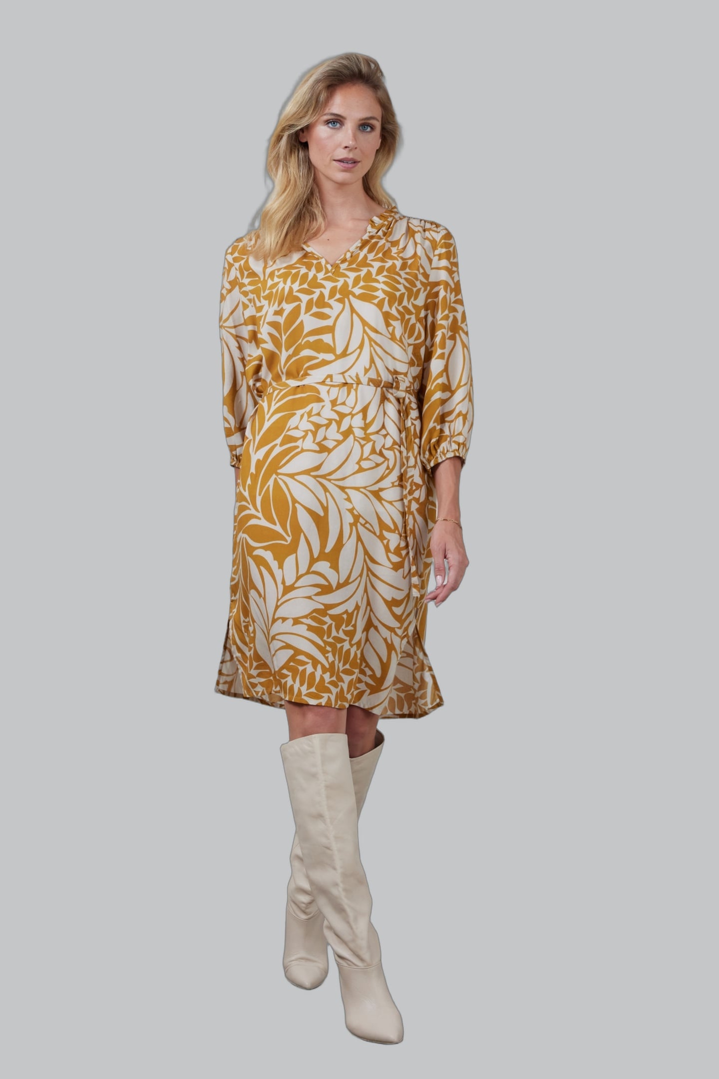 TUNIC ELVI BROWN WITH OASIS PRINT 2