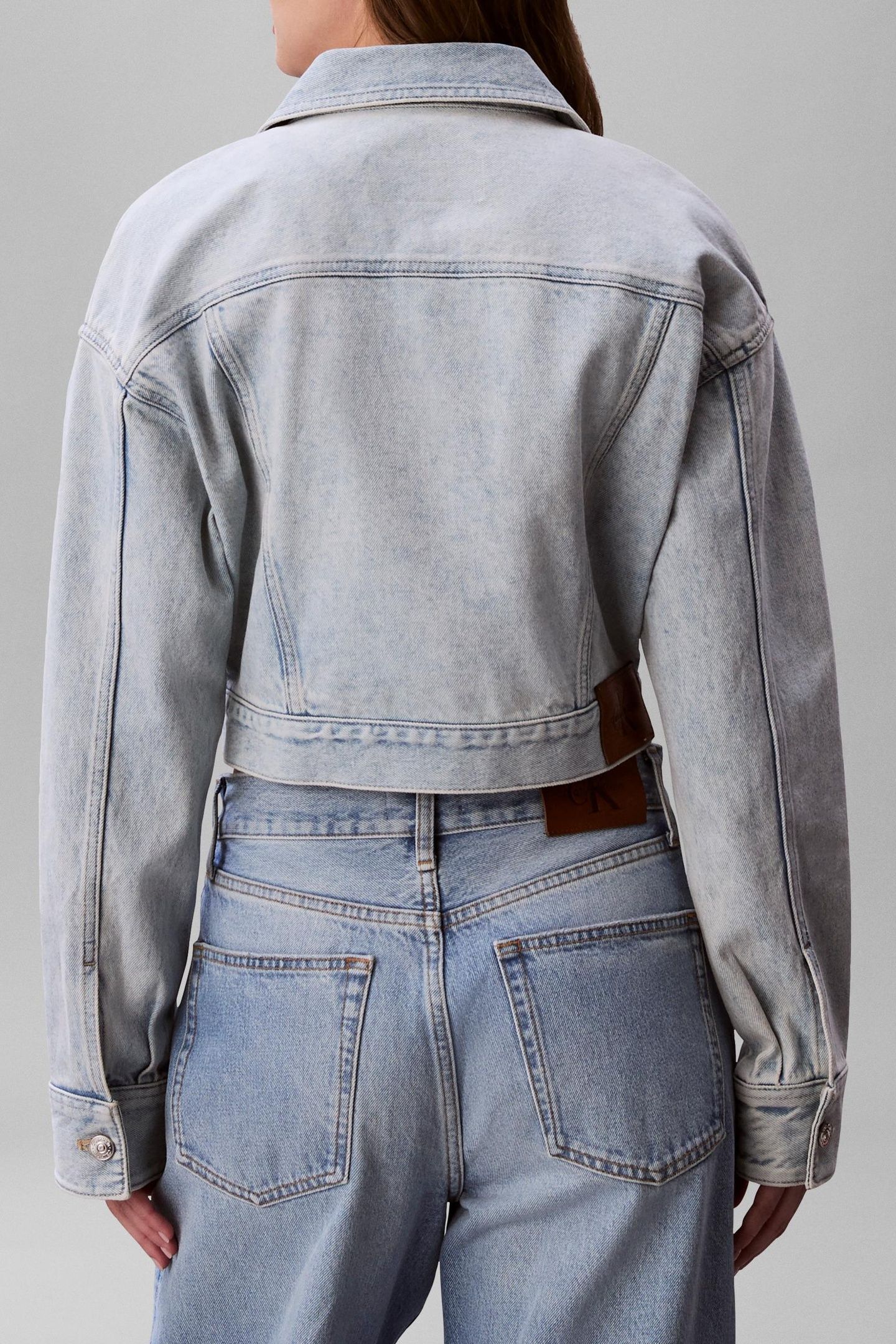 DENIM CROPPED TRUCKER JACKET BLEACHED BLUE 3