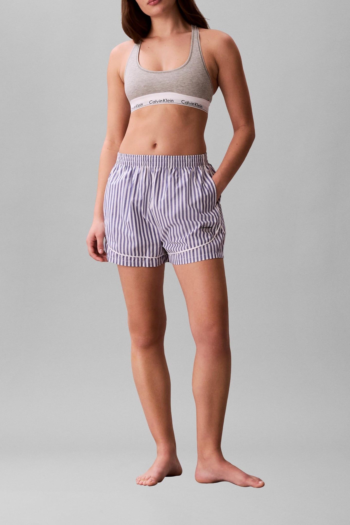 GRAPHIC POPLIN SLEEP BOTTOM PENNY STRIPE BLUE RIVER FOG 2