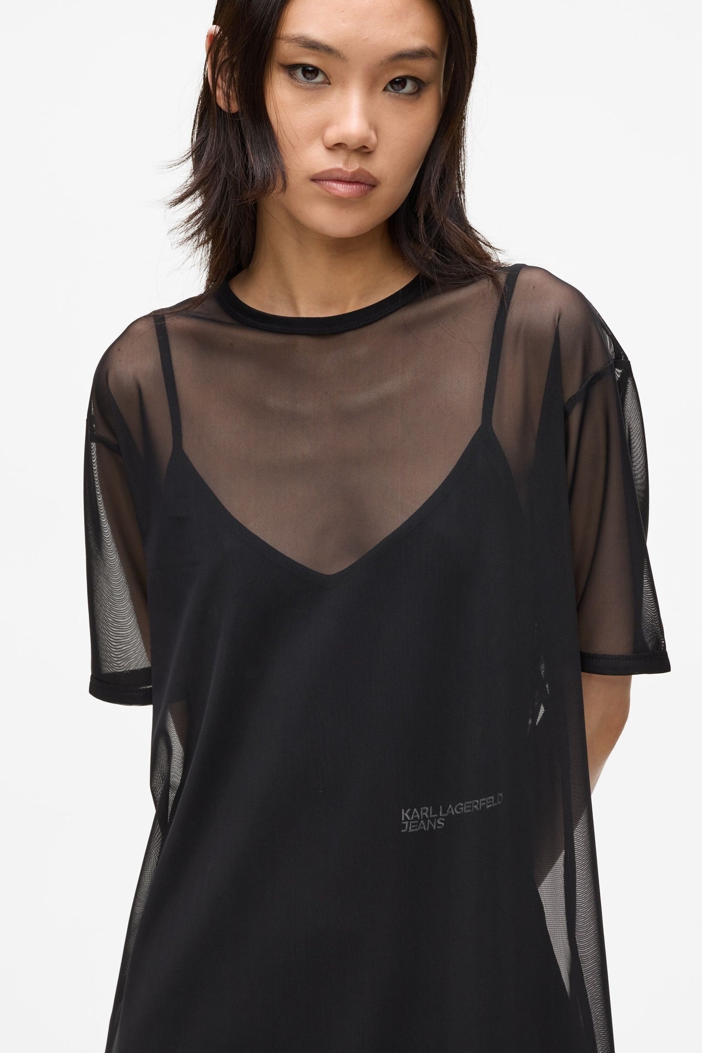 JERSEY X MESH DRESS BLACK 2
