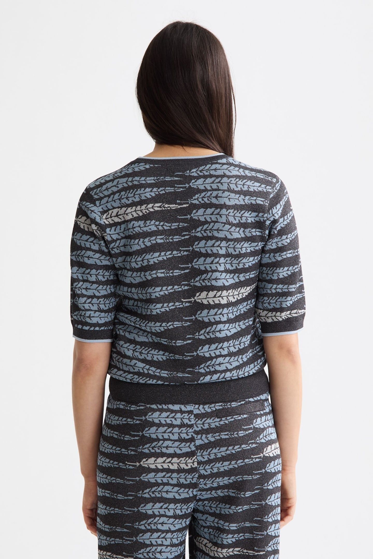 LUREX JACQUARD KNITTED TEE CHARCOAL ART 6