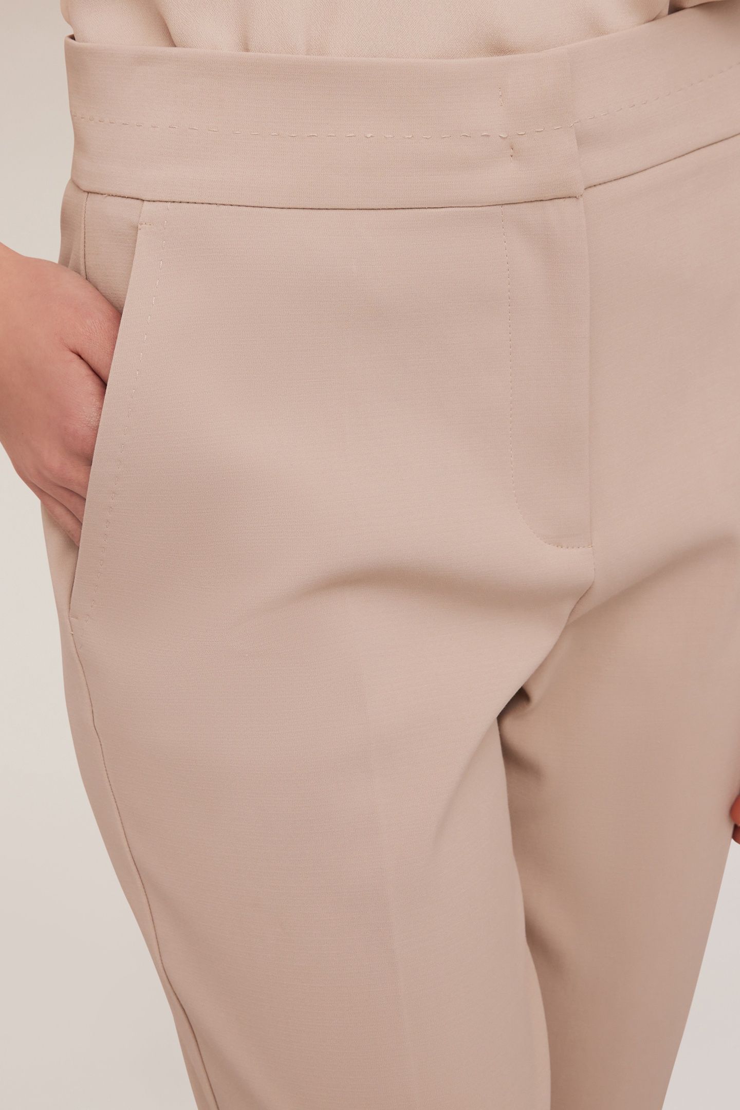 HIGH-WAISTED REGULAR-FIT TROUSERS BEIGE 5