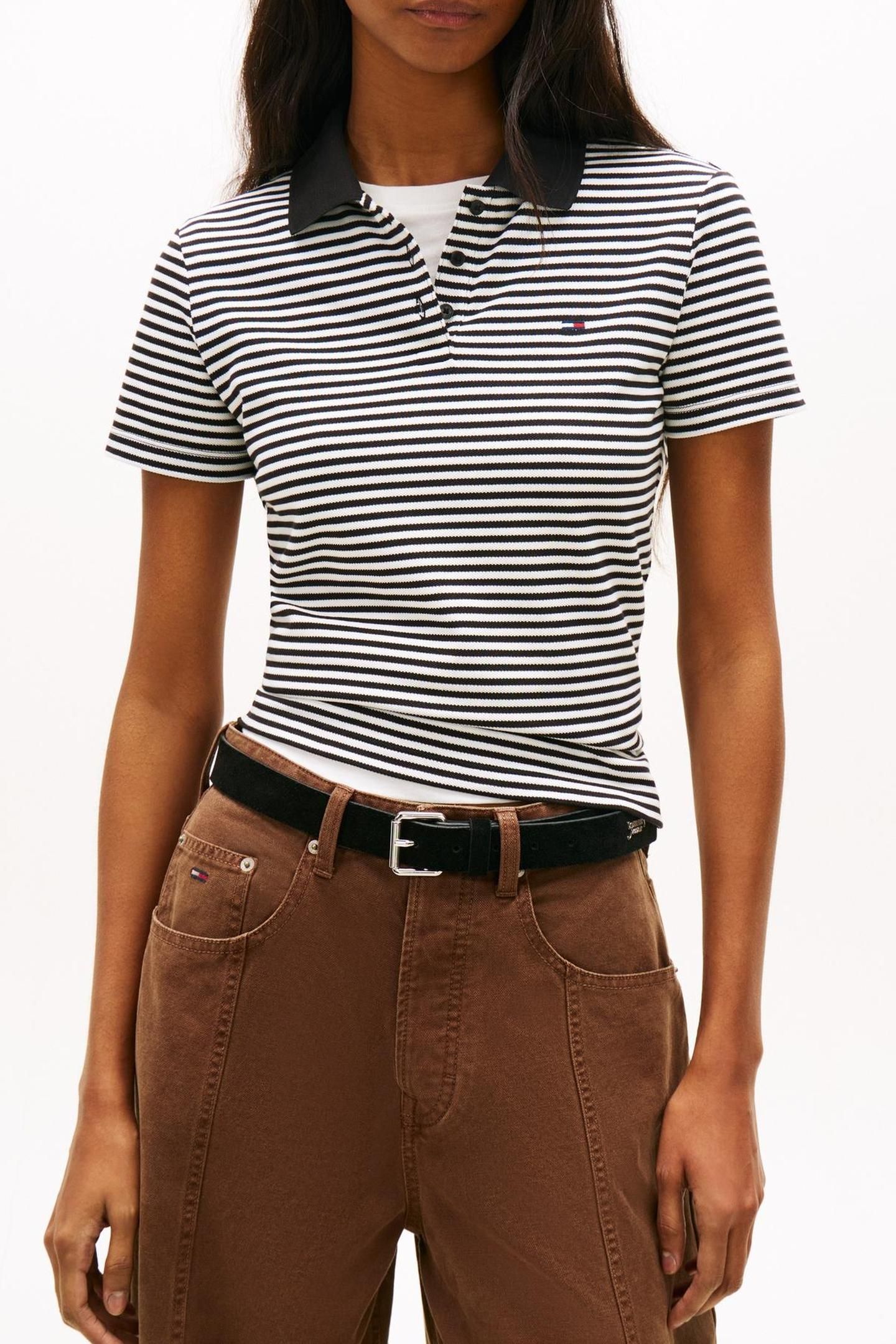TJW SLIM ESSENTIAL POLO BLACK/ECRU STRIPE 1