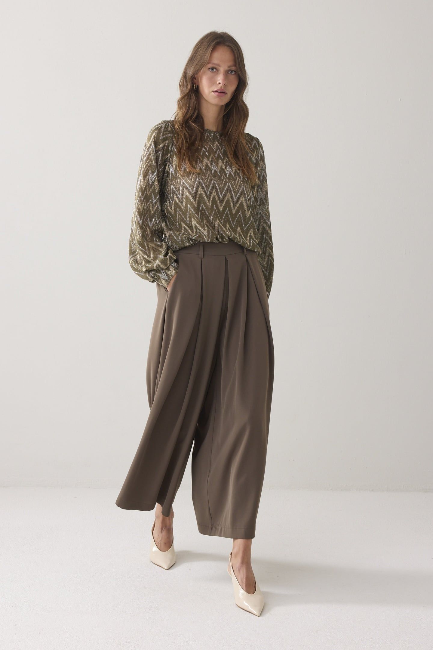 TOP LONG SLEEVE ZIG ZAG LUREX DARK CAMO 2